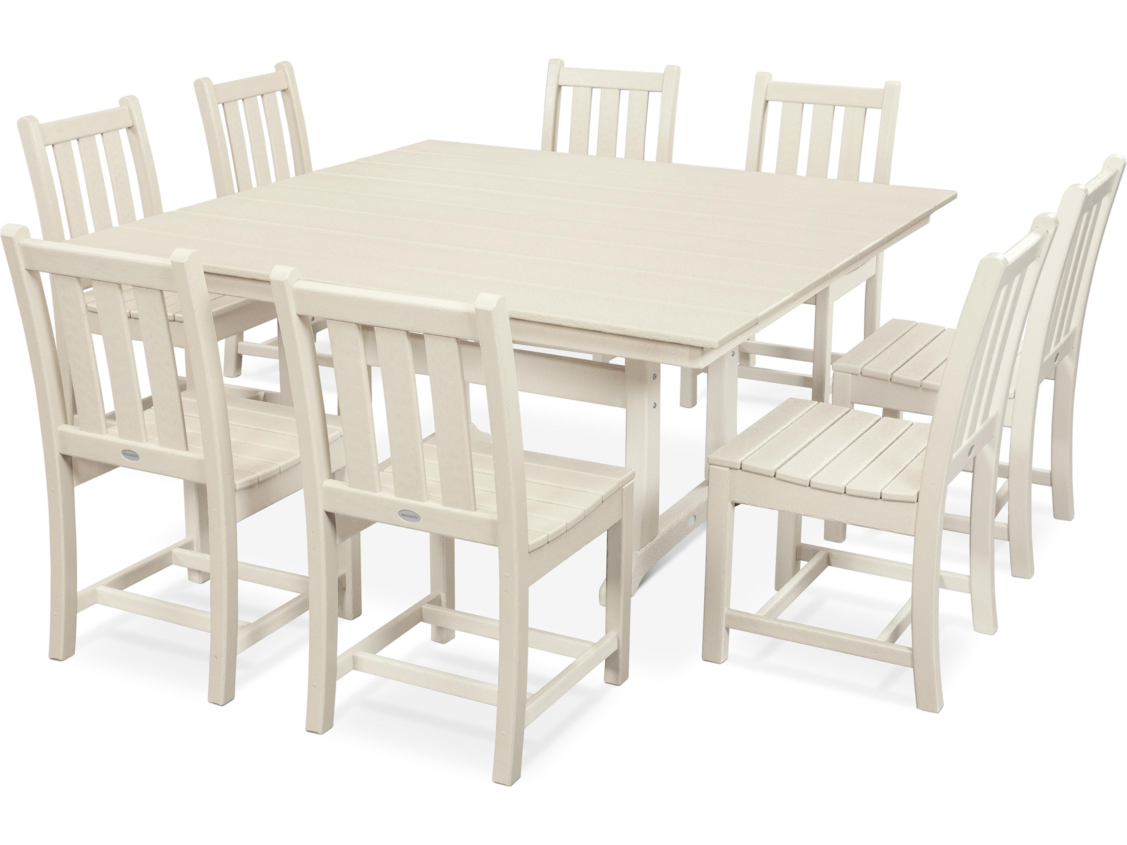 POLYWOOD® Traditional Garden Recycled Plastic 9 Piece Outdoor Patio Dining Set