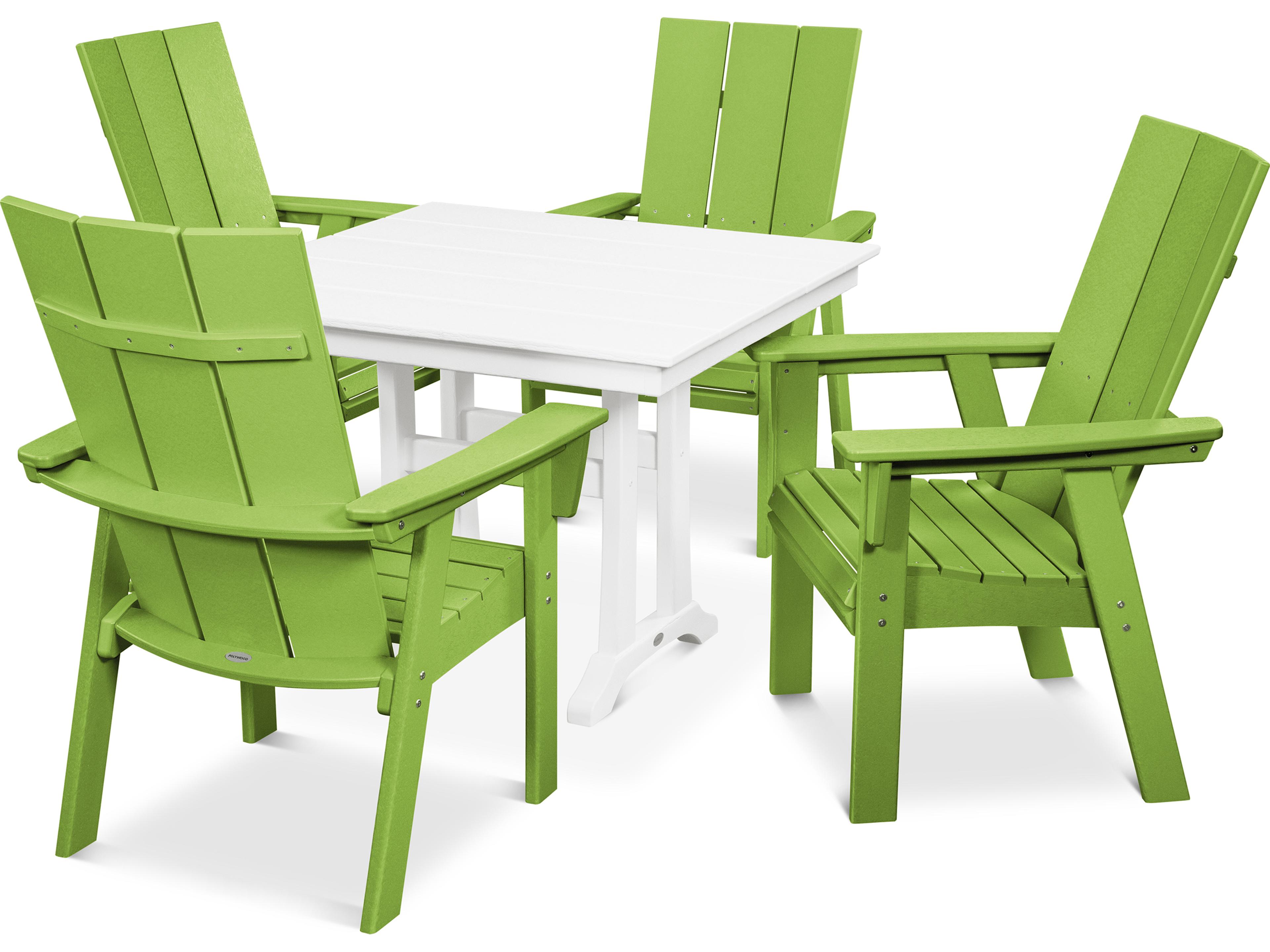 POLYWOOD® Modern Recycled Plastic 5 Piece Farmhouse Patio Dining Set