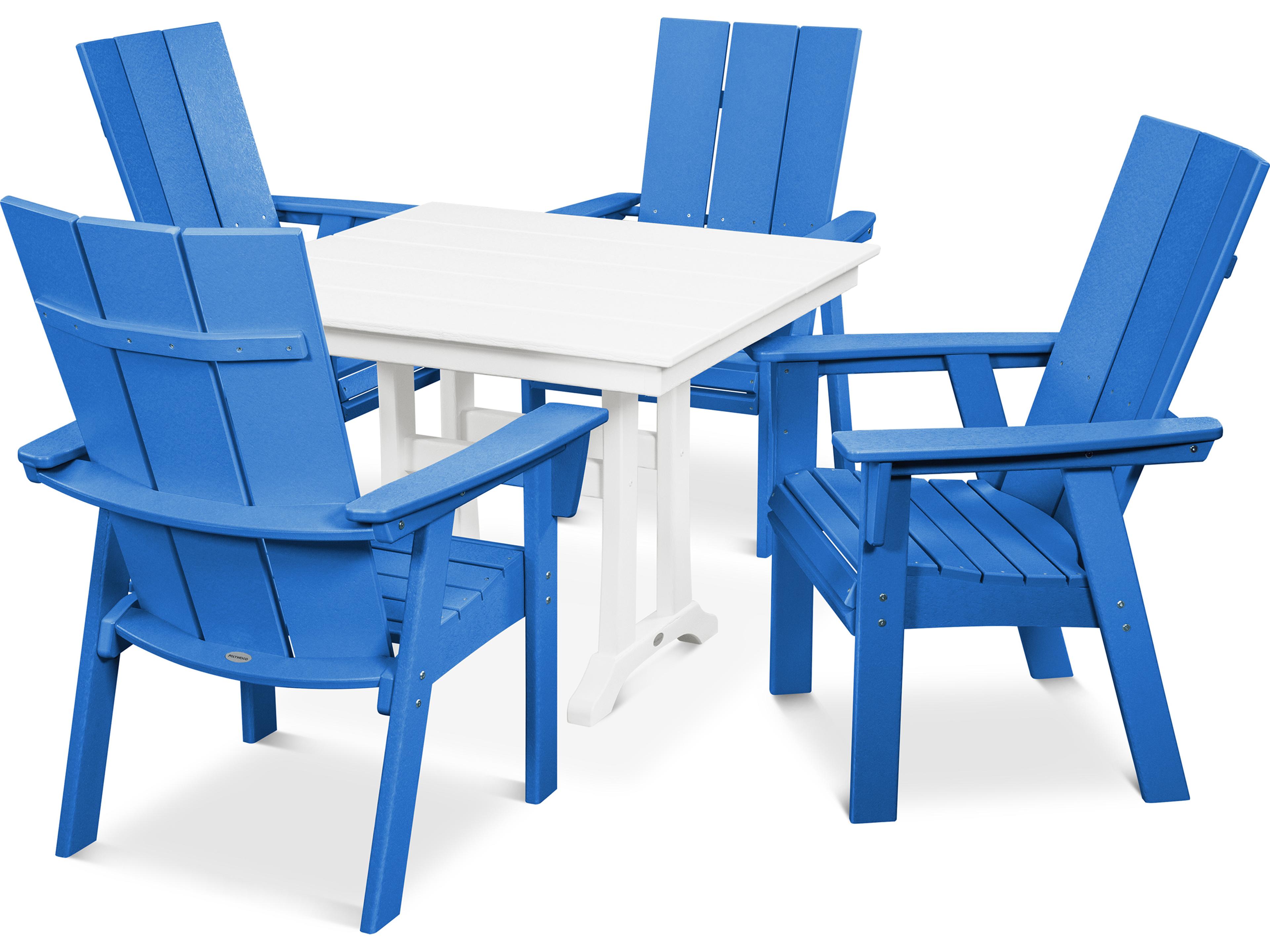 POLYWOOD® Modern Recycled Plastic 5 Piece Farmhouse Patio Dining Set