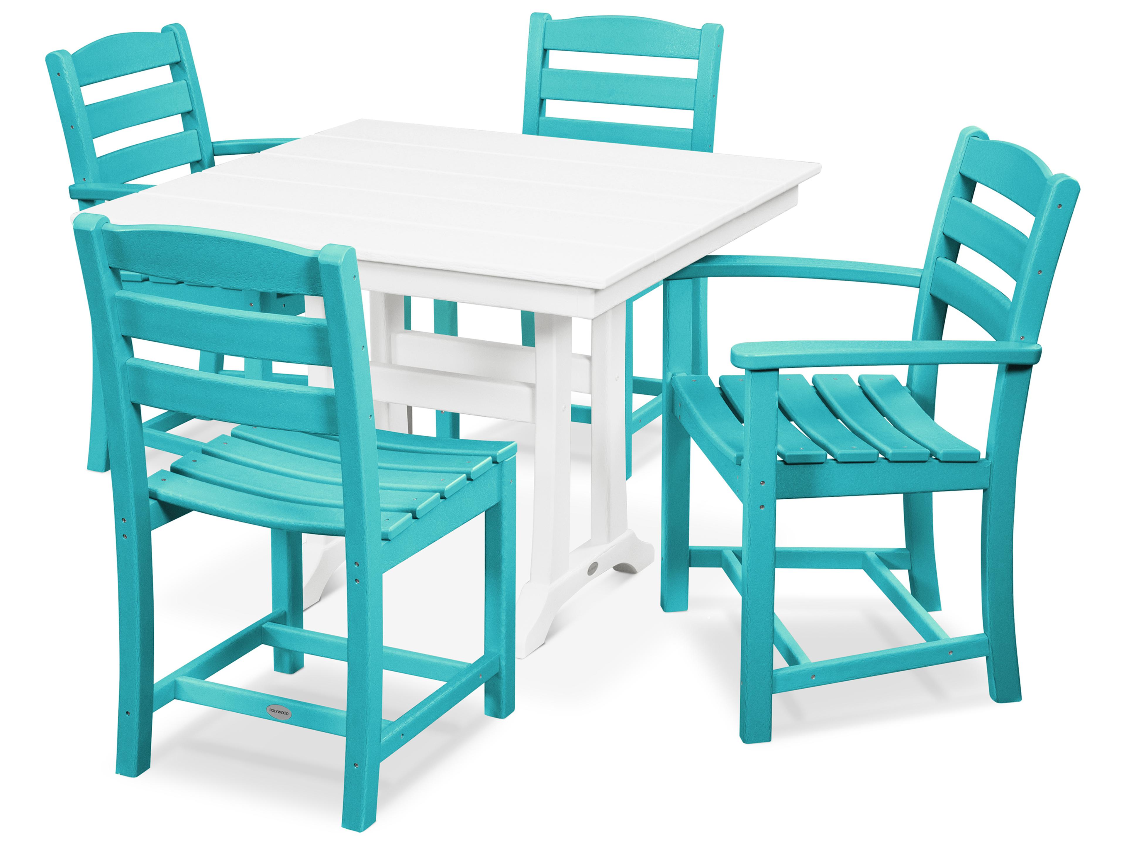 POLYWOOD® La Casa Recycled Plastic 5 Piece Farmhouse Outdoor Dining Set