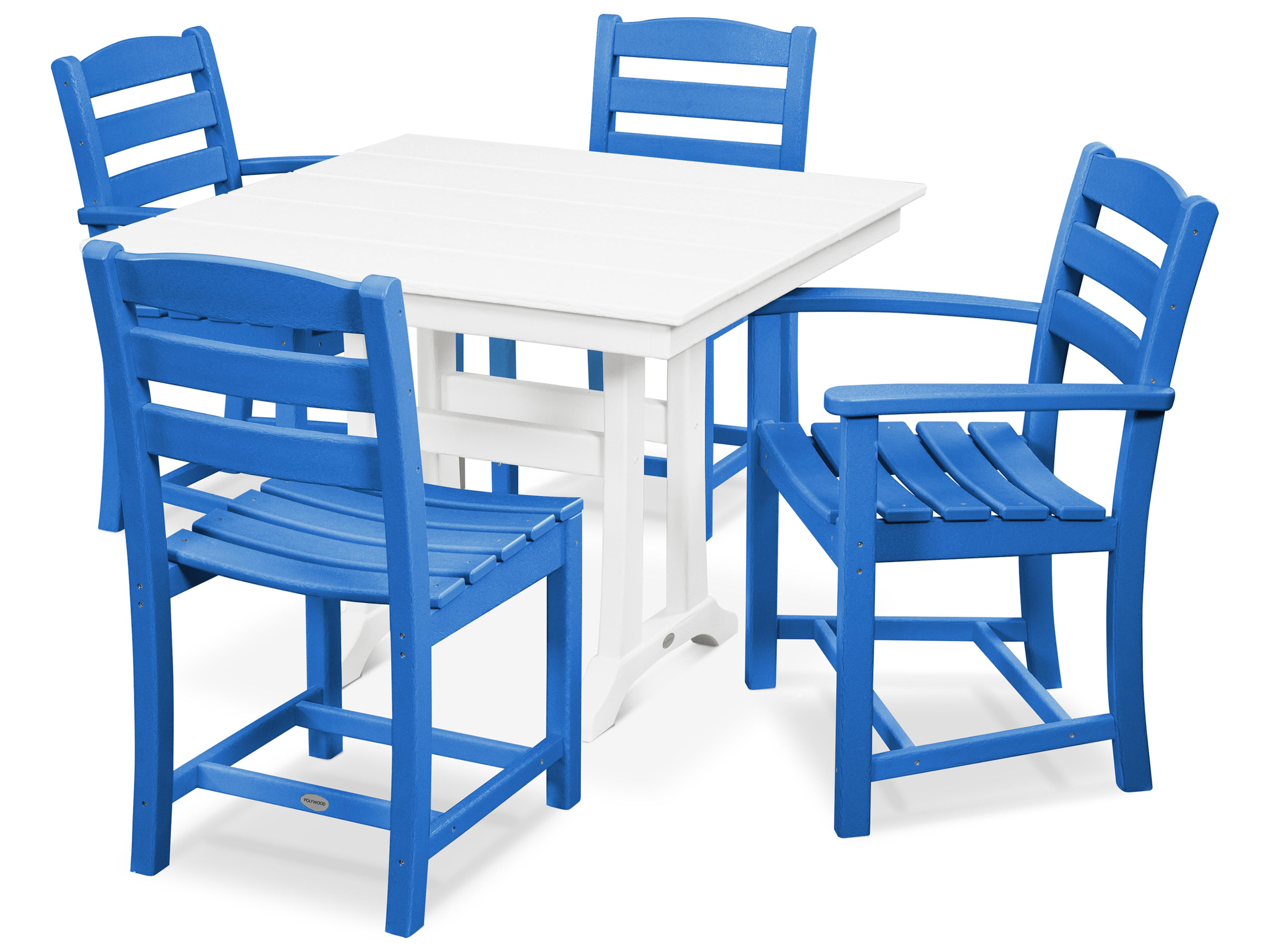 POLYWOOD® La Casa Recycled Plastic 5 Piece Farmhouse Outdoor Dining Set