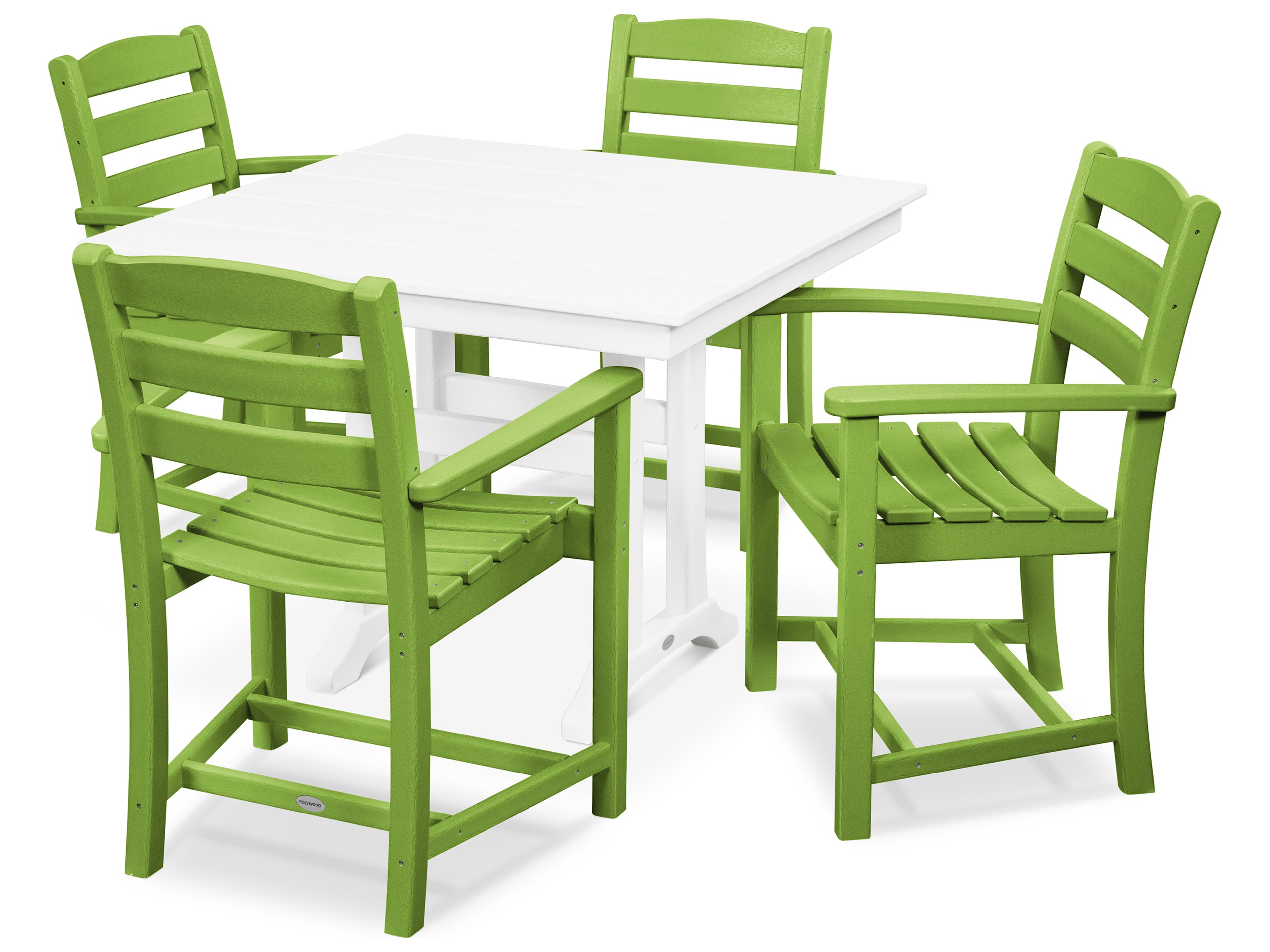 POLYWOOD® La Casa Recycled Plastic 5 Piece Farmhouse Outdoor Patio Dining Set