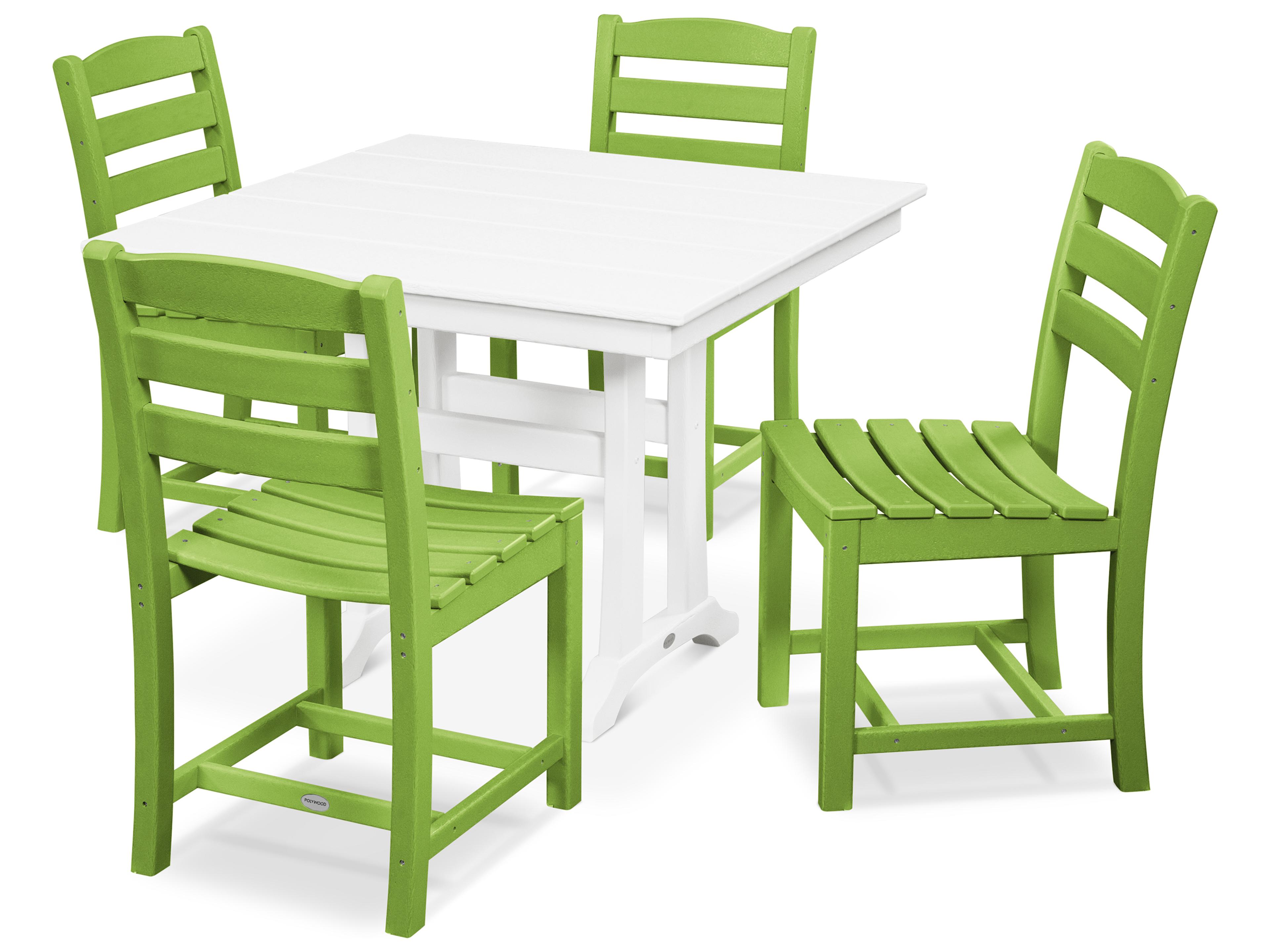 POLYWOOD® La Casa Recycled Plastic 5 Piece Farmhouse Patio Dining Set