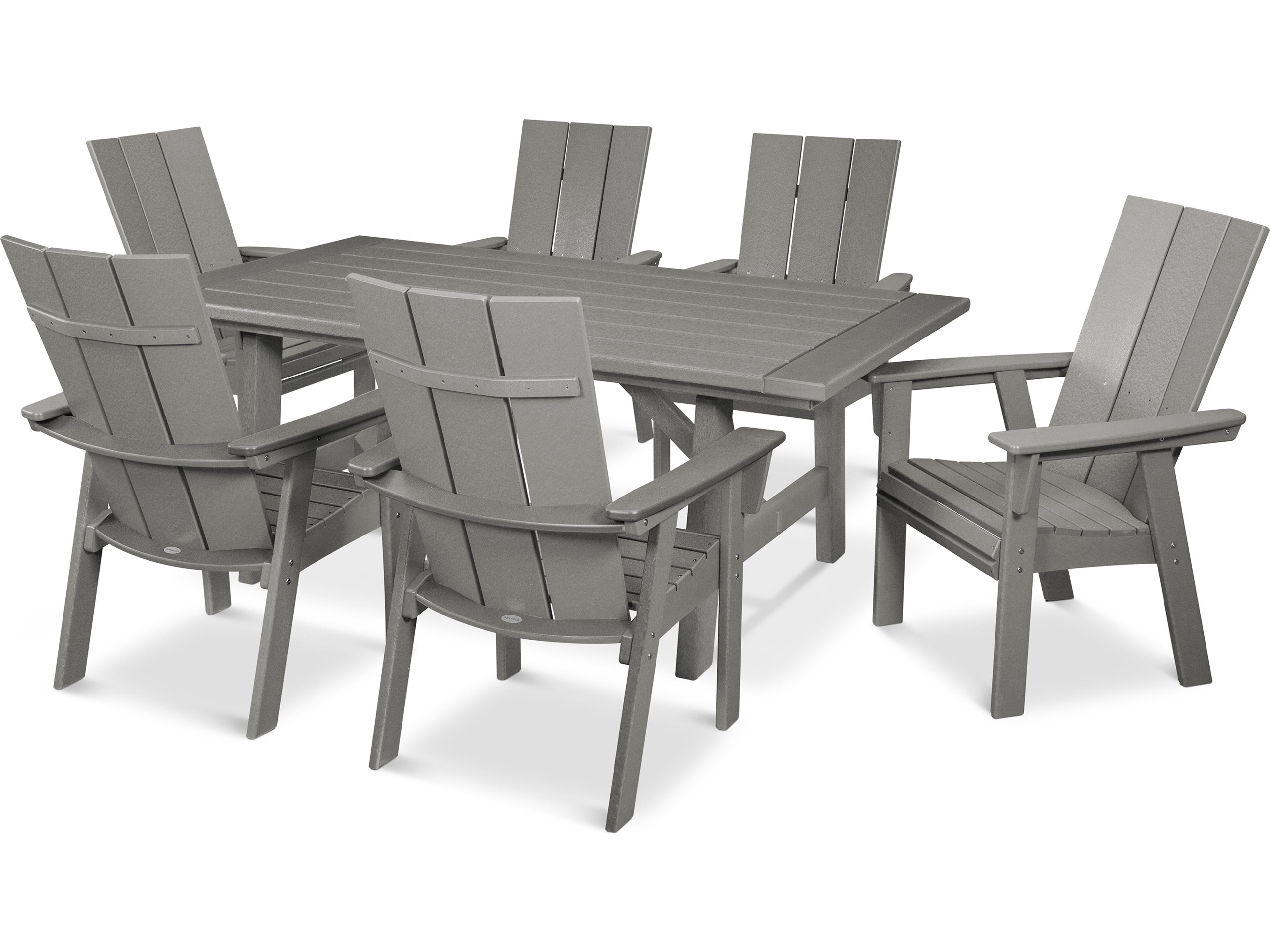 POLYWOOD® Modern Recycled Plastic 7 Piece Rustic Farmhouse Outdoor Dining Set