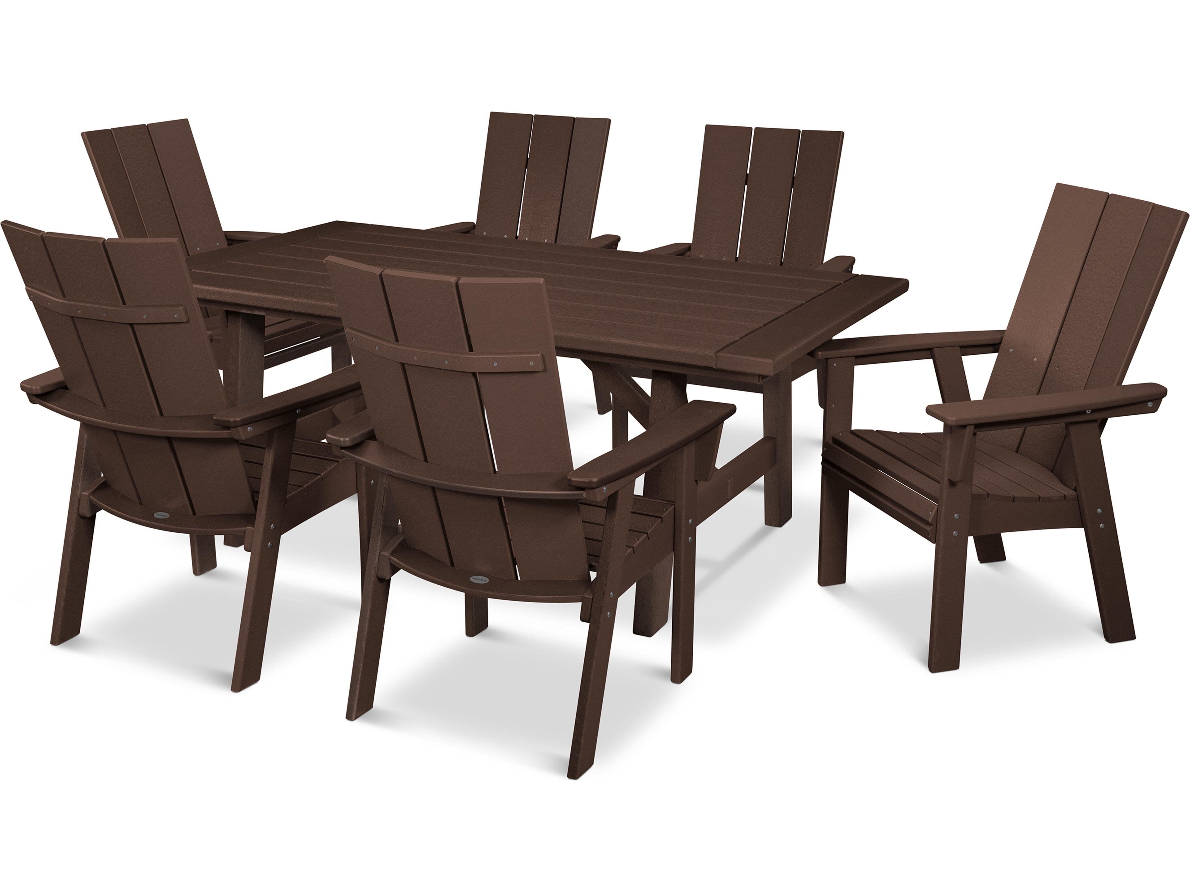 POLYWOOD® Modern Recycled Plastic 7 Piece Rustic Farmhouse Outdoor Dining Set