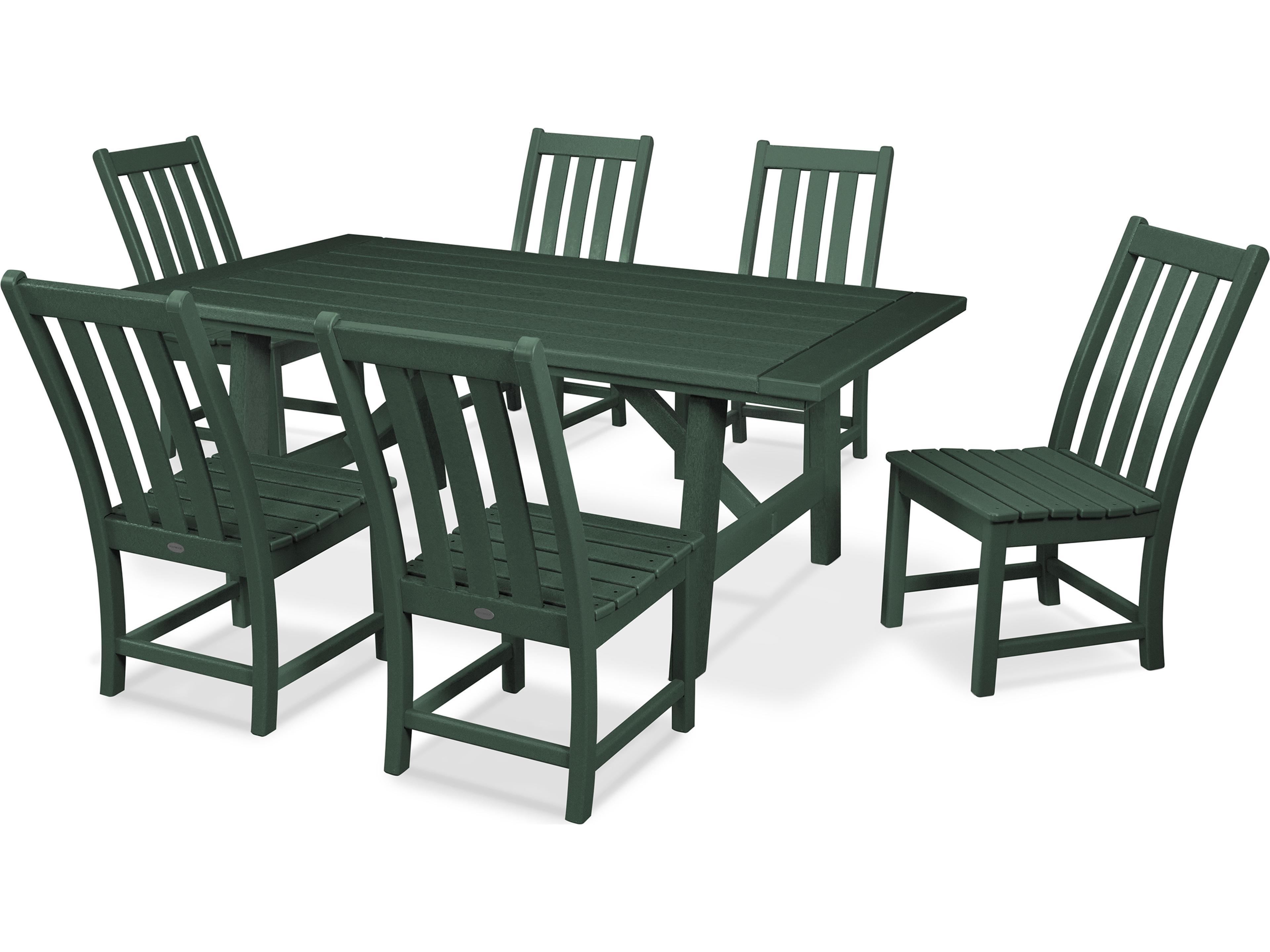 POLYWOOD® Vineyard Recycled Plastic 7 Piece Rustic Farmhouse Outdoor Patio Dining Set