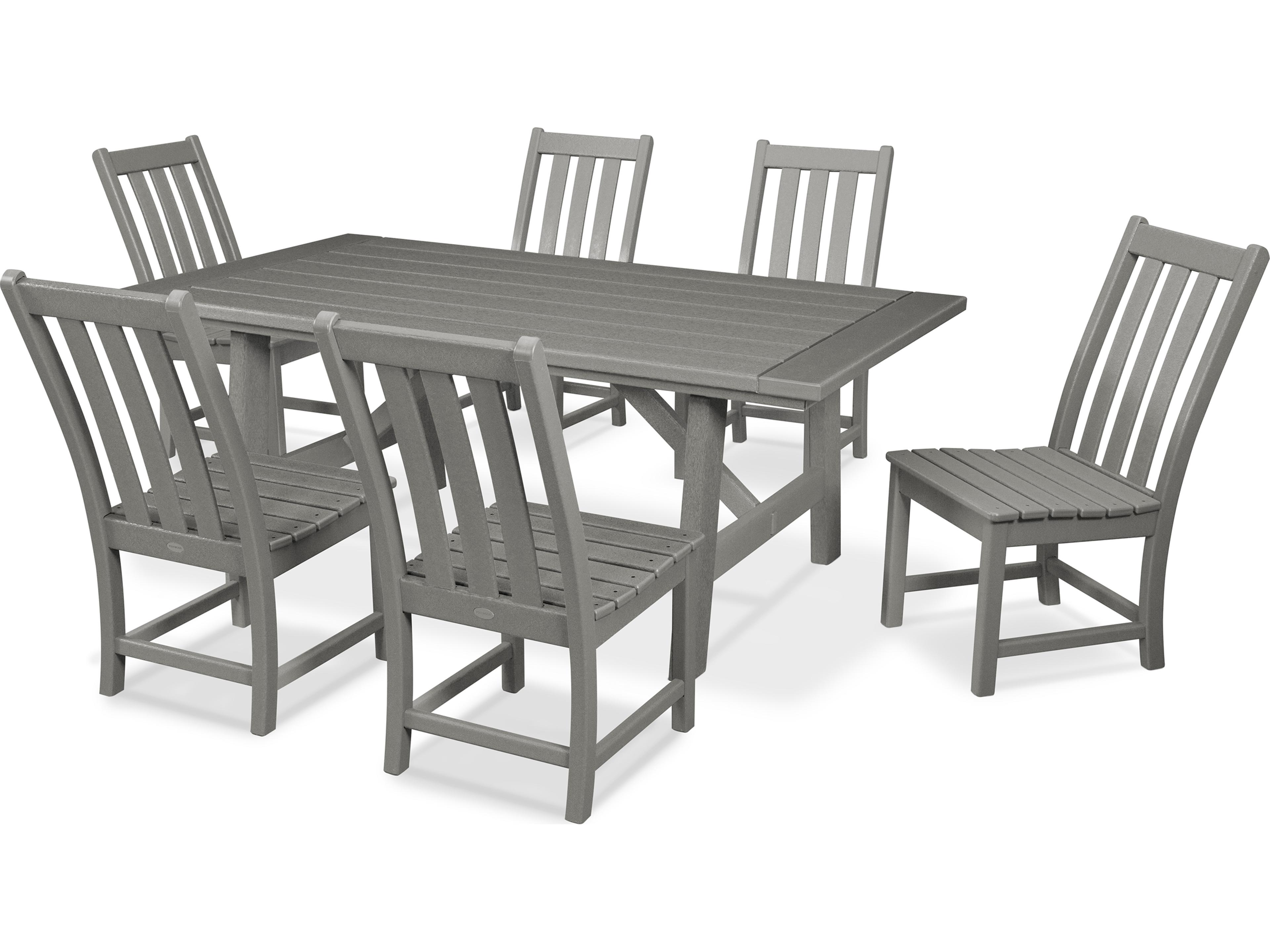 POLYWOOD® Vineyard Recycled Plastic 7 Piece Rustic Farmhouse Outdoor Patio Dining Set