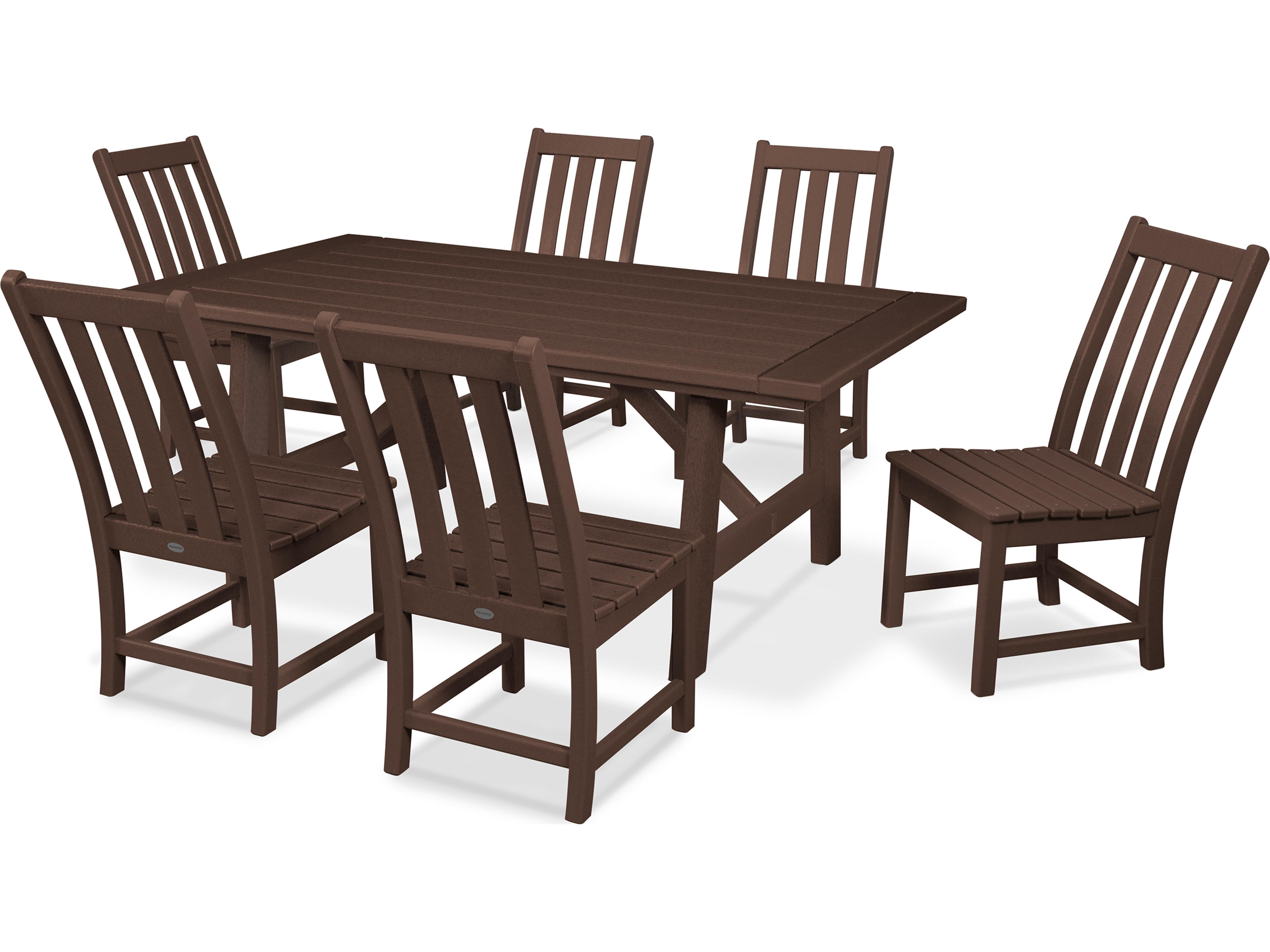 POLYWOOD® Vineyard Recycled Plastic 7 Piece Rustic Farmhouse Outdoor Patio Dining Set