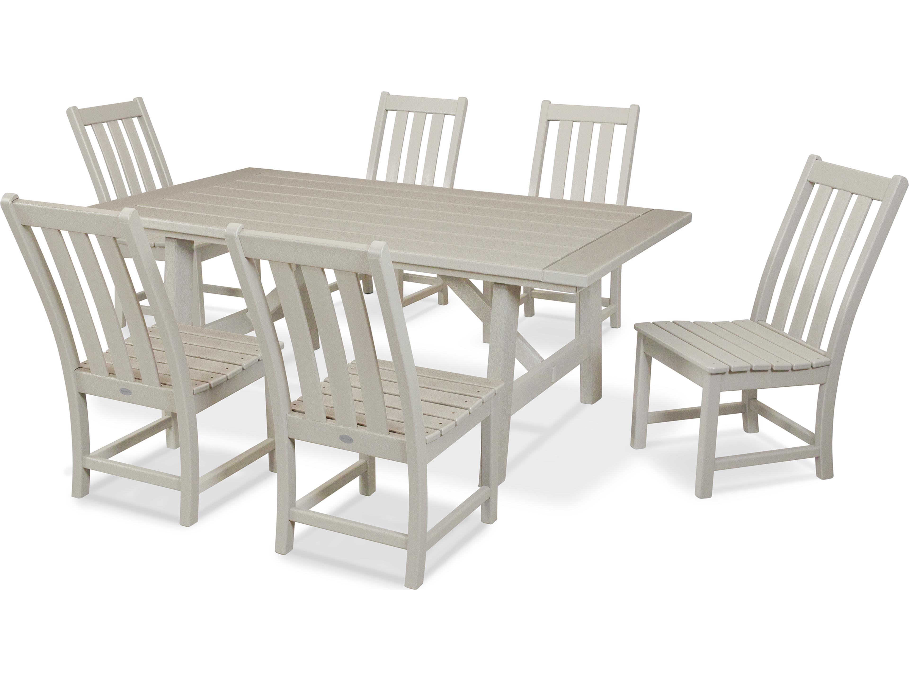 POLYWOOD® Vineyard Recycled Plastic 7 Piece Rustic Farmhouse Outdoor Patio Dining Set