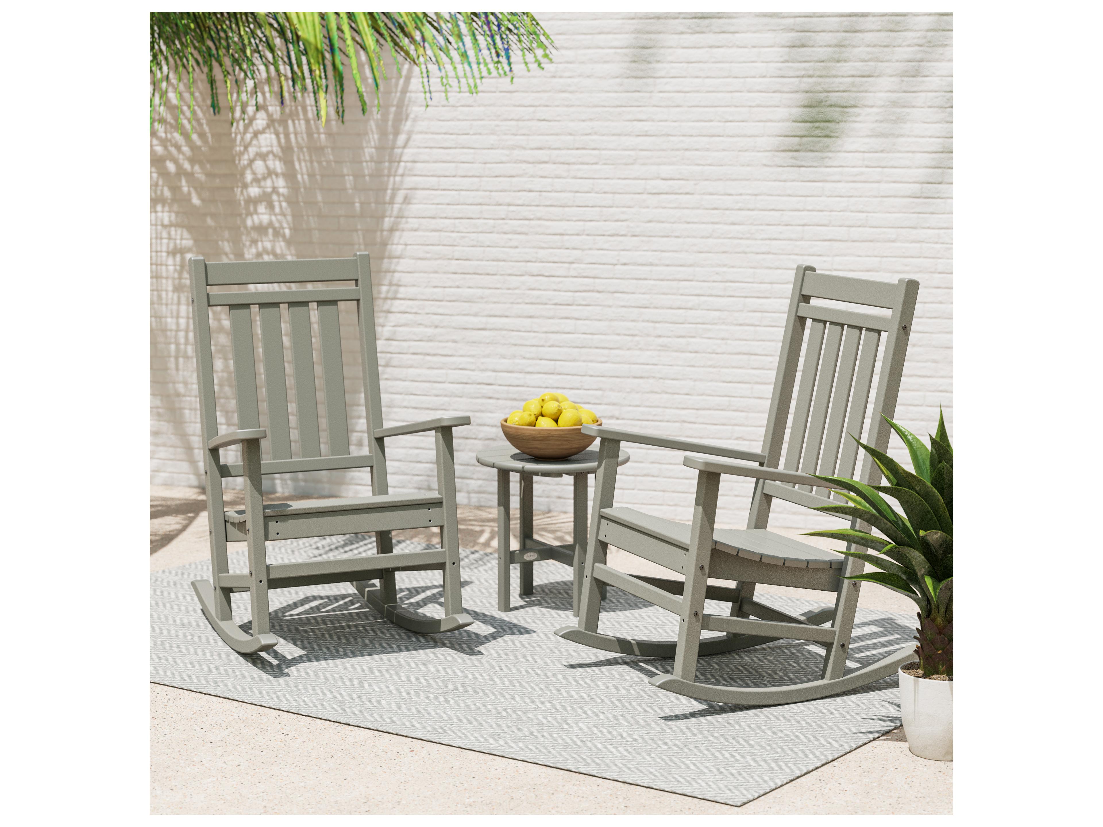 POLYWOOD® Estate Recycled Plastic 3 Piece Porch Rocker Outdoor Lounge Set