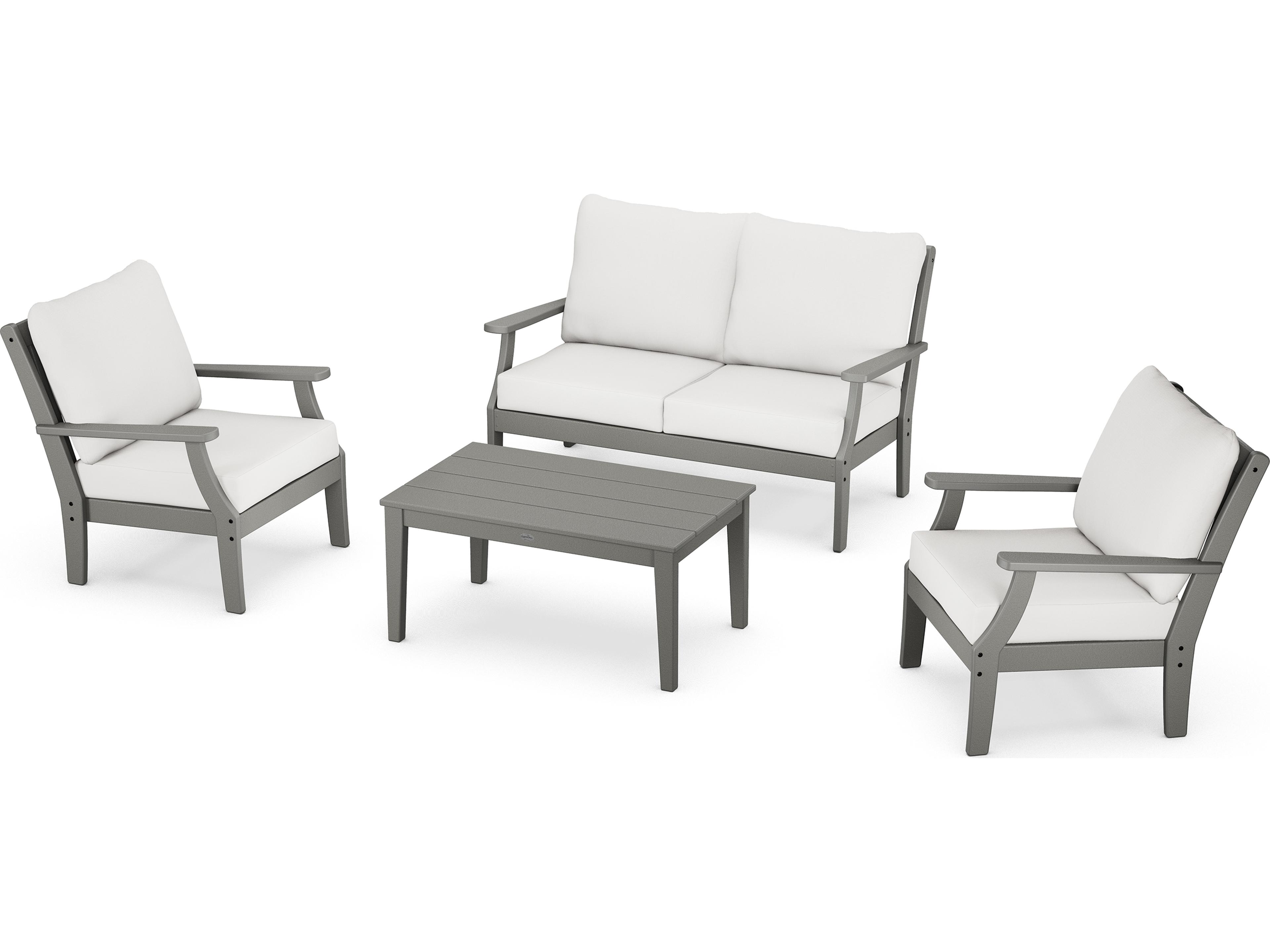 POLYWOOD® Braxton Recycled Plastic 4 Piece Deep Seating Outdoor Patio Lounge Set