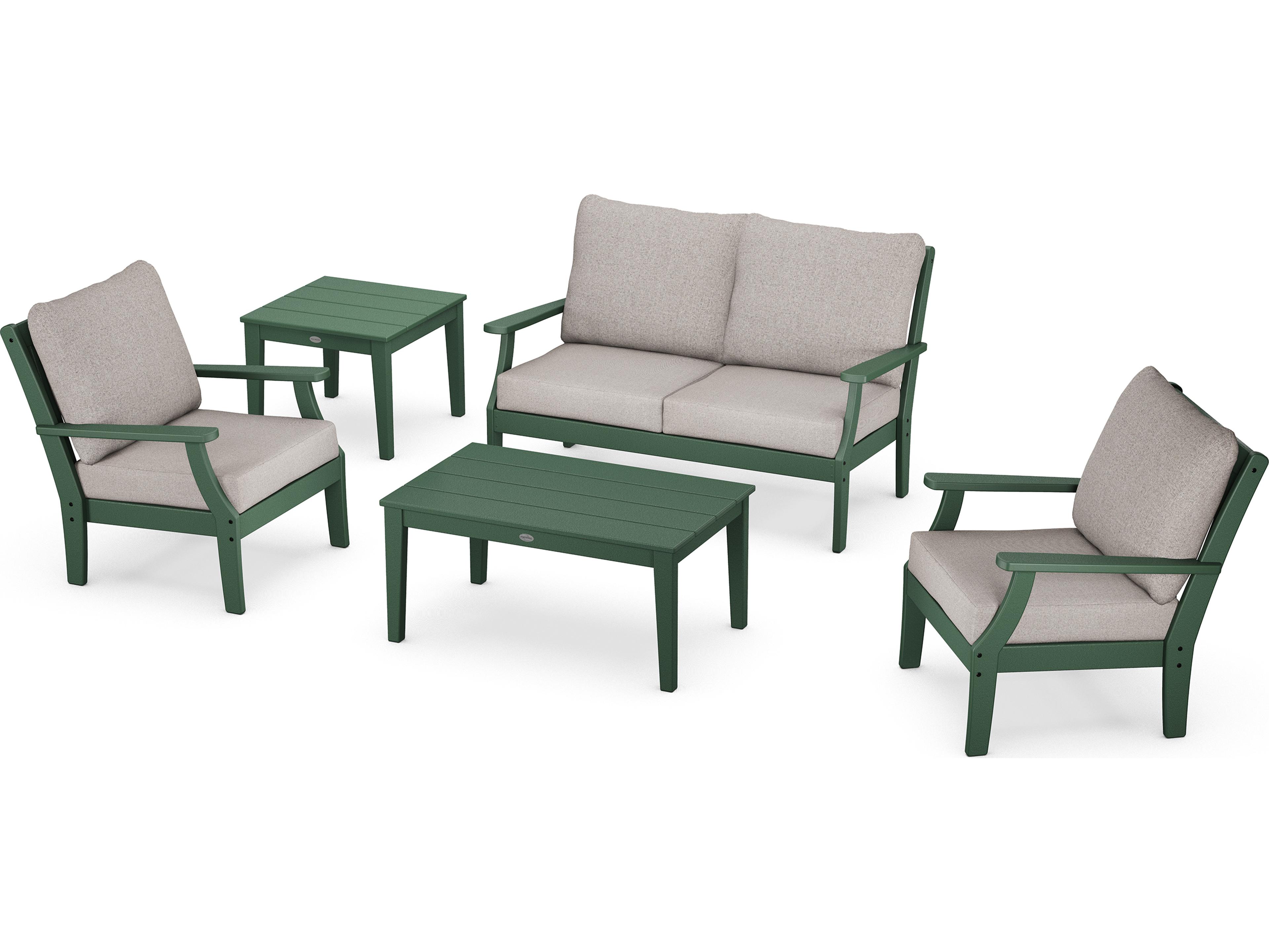 POLYWOOD® Braxton Recycled Plastic Cushion Outdoor Lounge Set