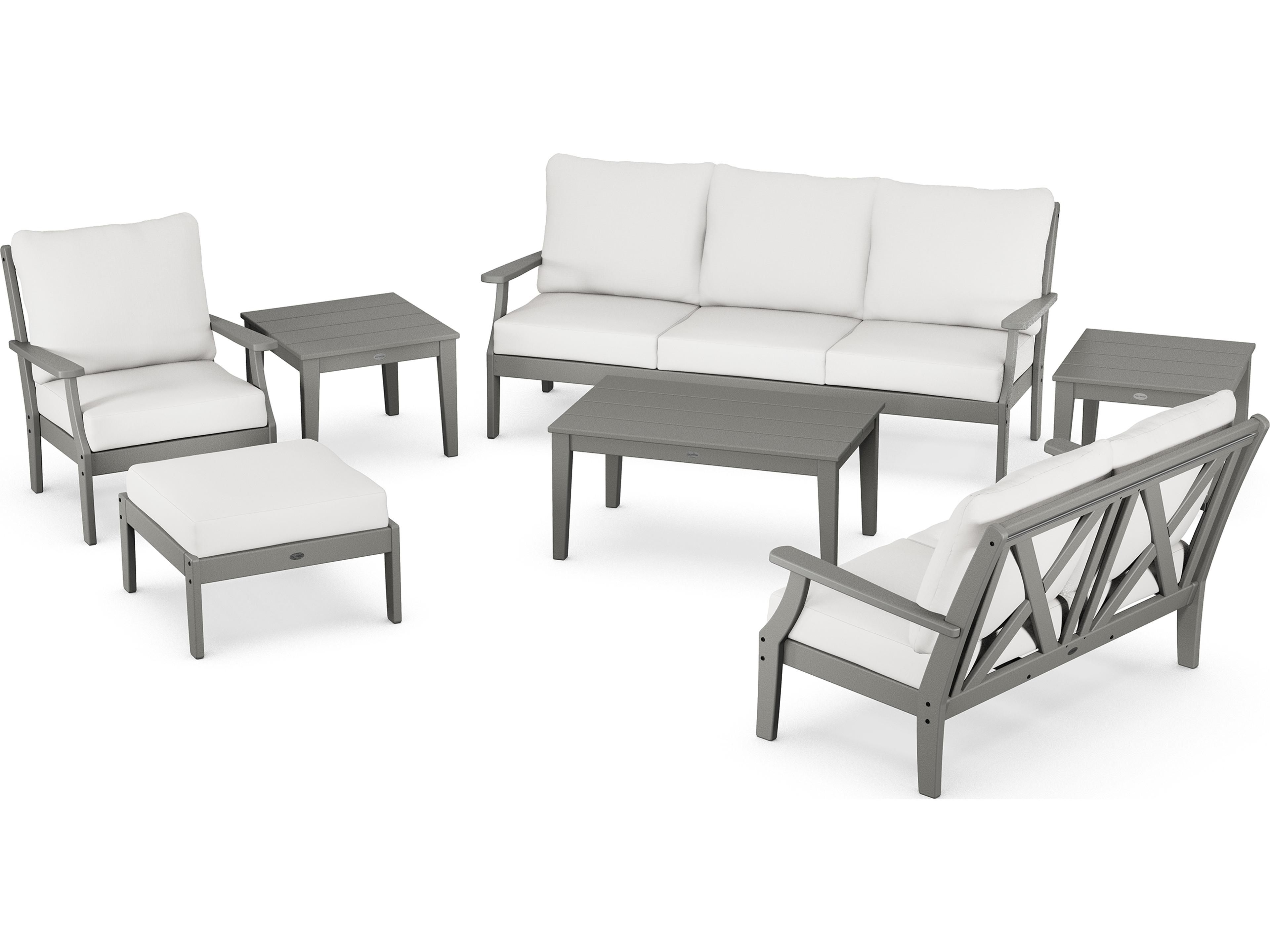 POLYWOOD® Braxton Recycled Plastic 7 Piece Deep Seating Patio Lounge Set