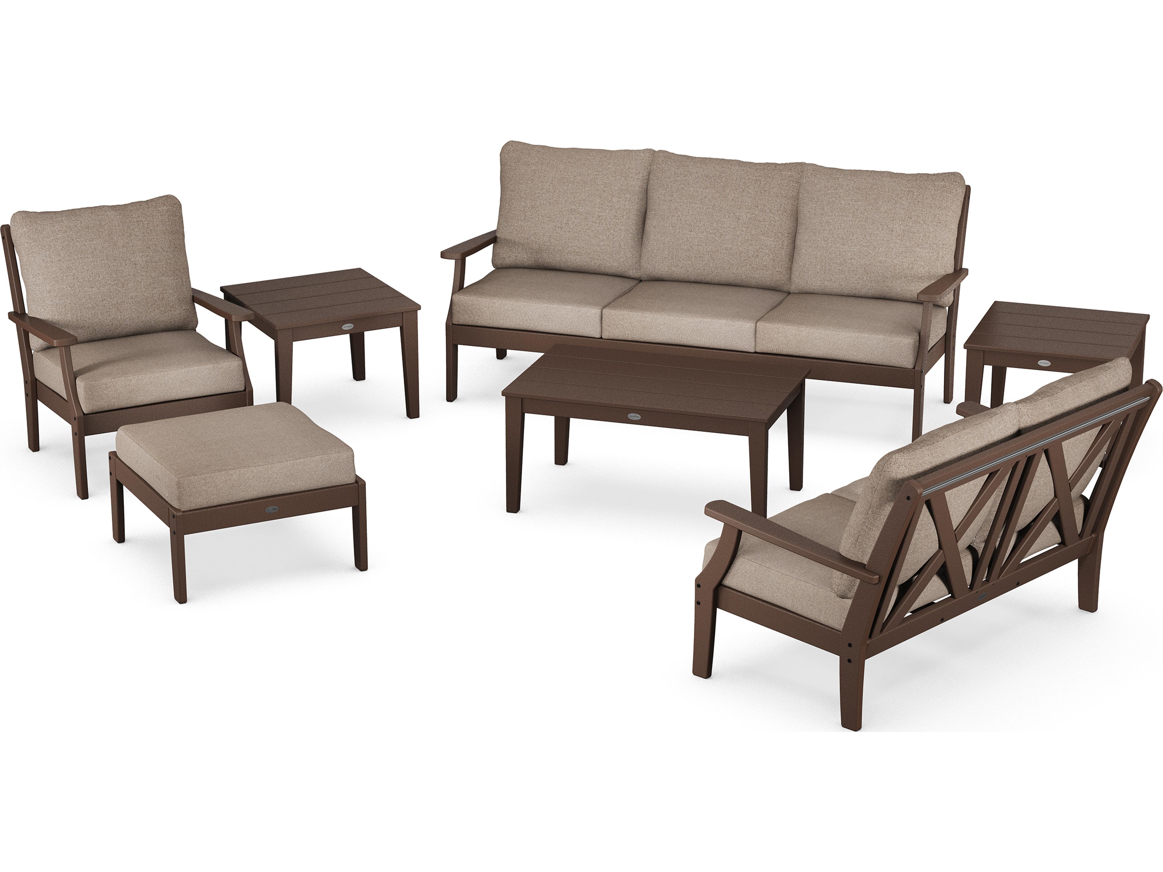 POLYWOOD® Braxton Recycled Plastic 7 Piece Deep Seating Patio Lounge Set