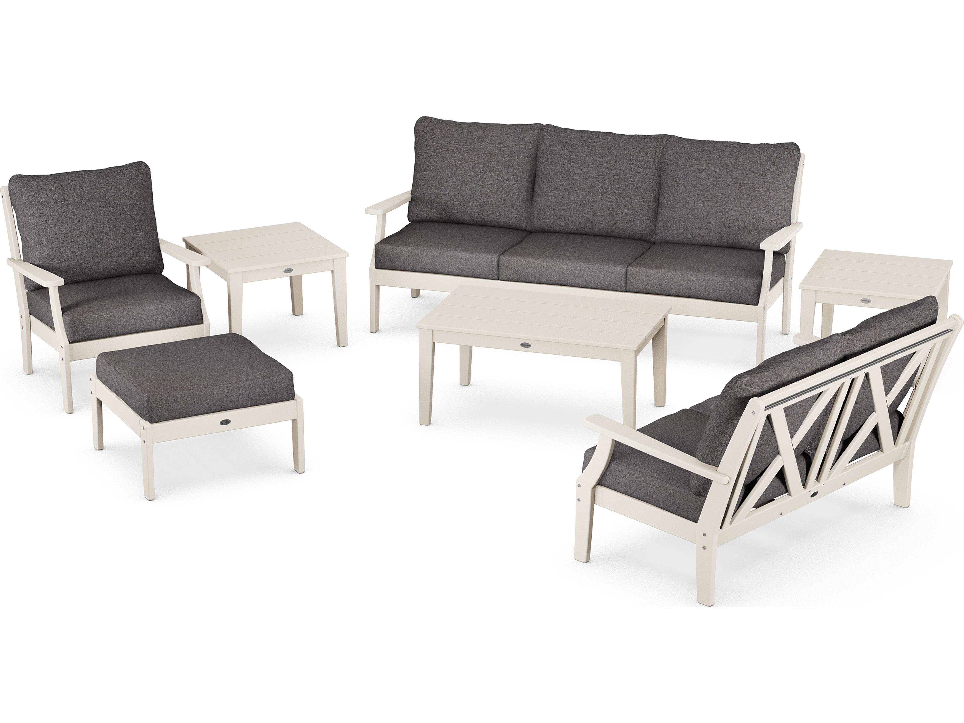 POLYWOOD® Braxton Recycled Plastic 7 Piece Deep Seating Patio Lounge Set