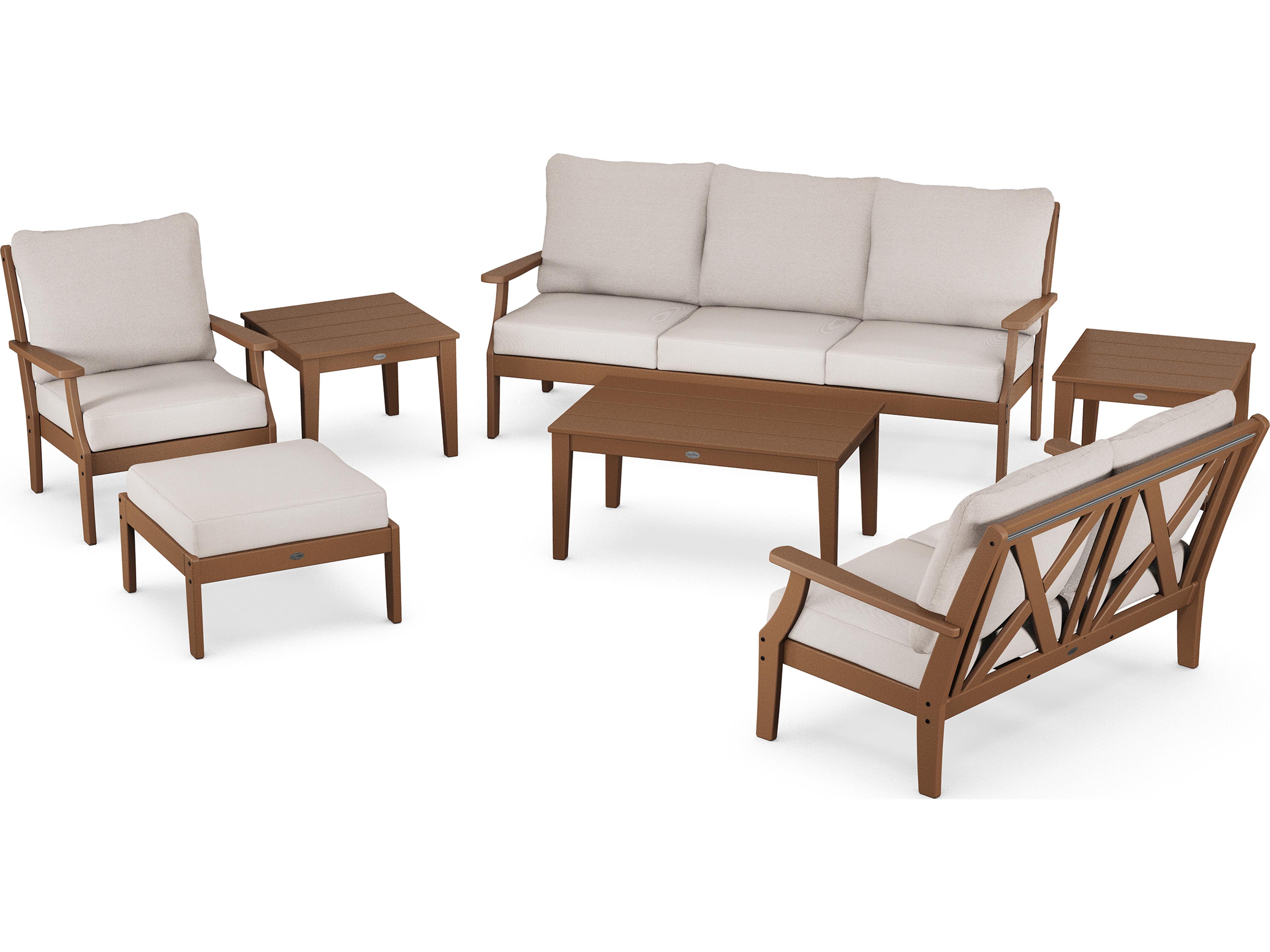 POLYWOOD® Braxton Recycled Plastic 7 Piece Deep Seating Patio Lounge Set