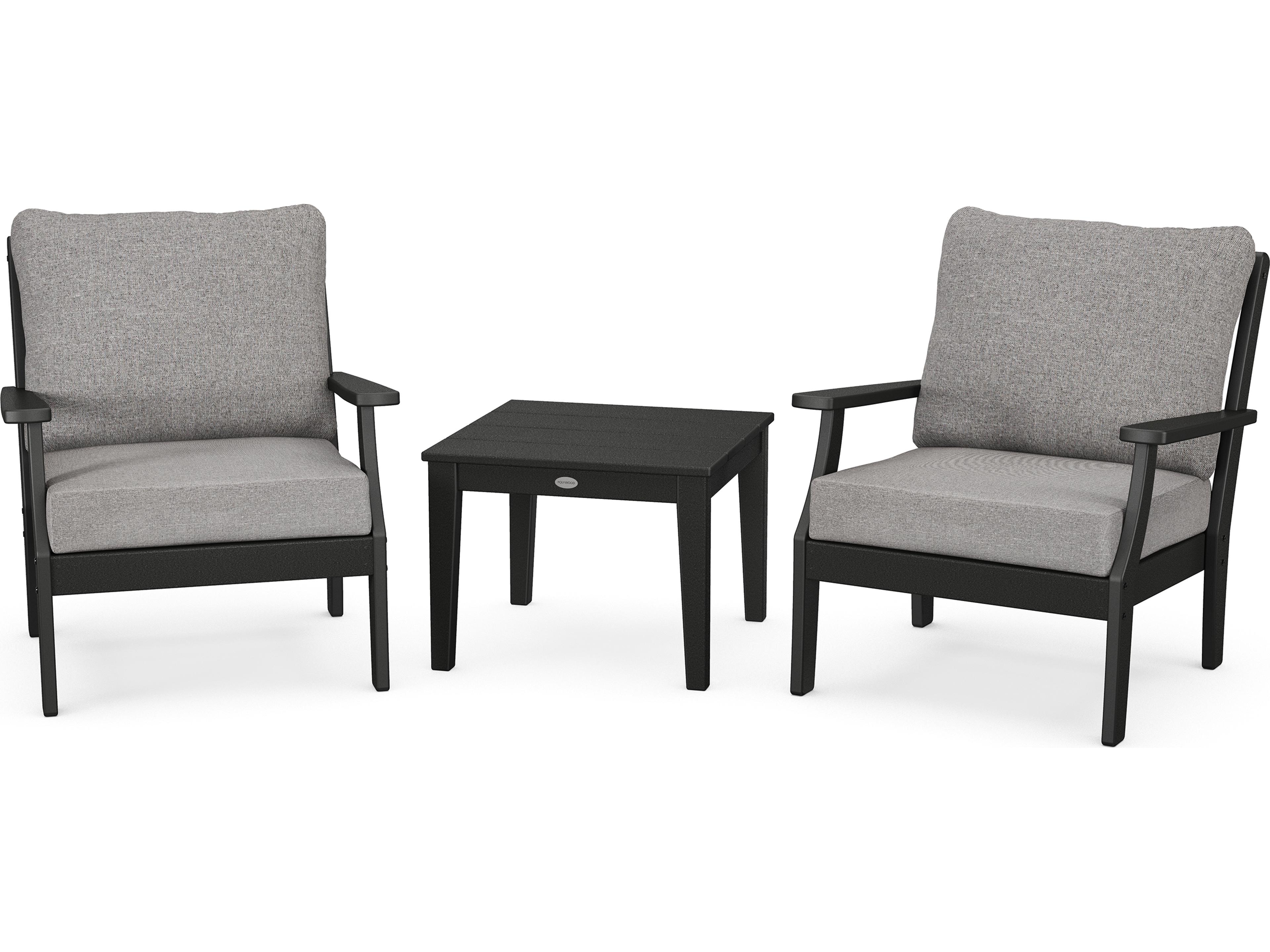 POLYWOOD® Braxton Recycled Plastic 3 Piece Deep Seating Outdoor Lounge Set