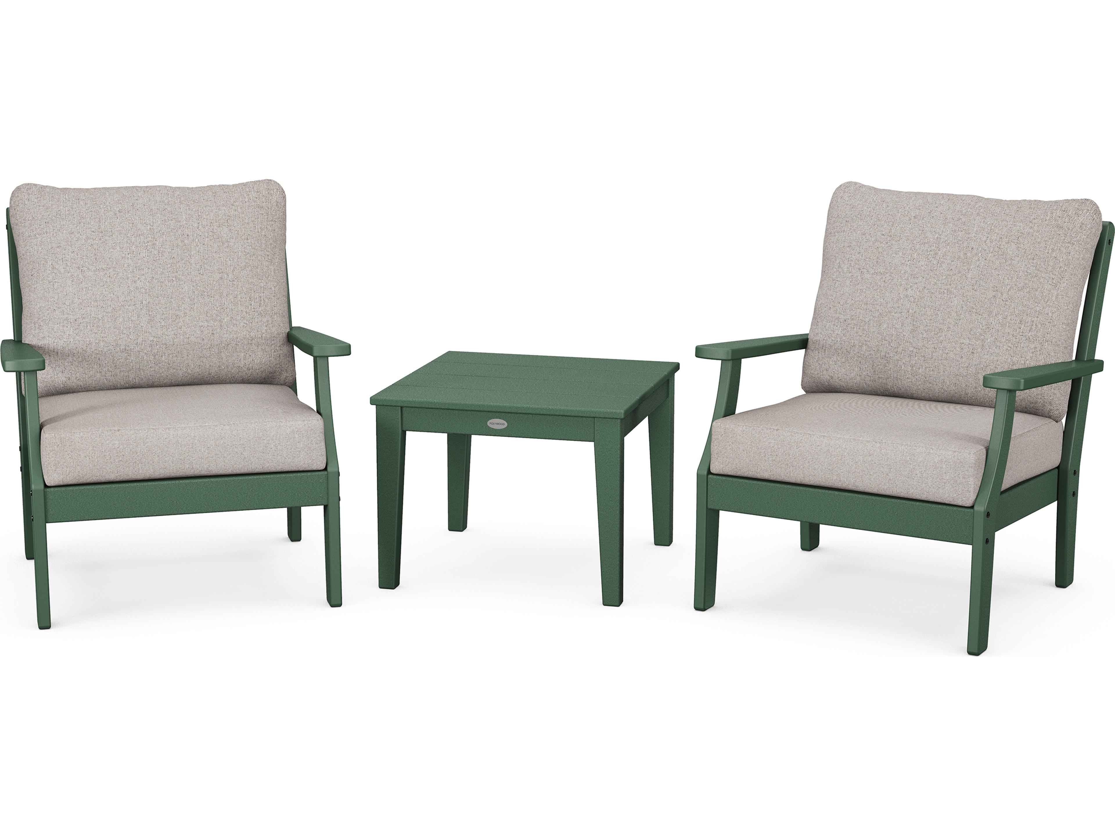 POLYWOOD® Braxton Recycled Plastic 3 Piece Deep Seating Outdoor Lounge Set