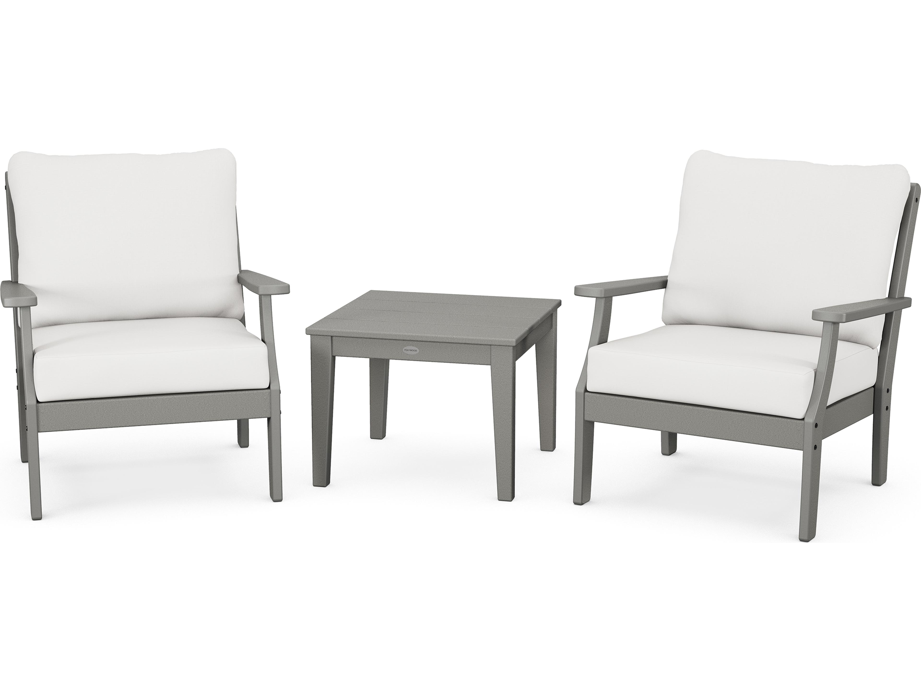 POLYWOOD® Braxton Recycled Plastic 3 Piece Deep Seating Outdoor Lounge Set