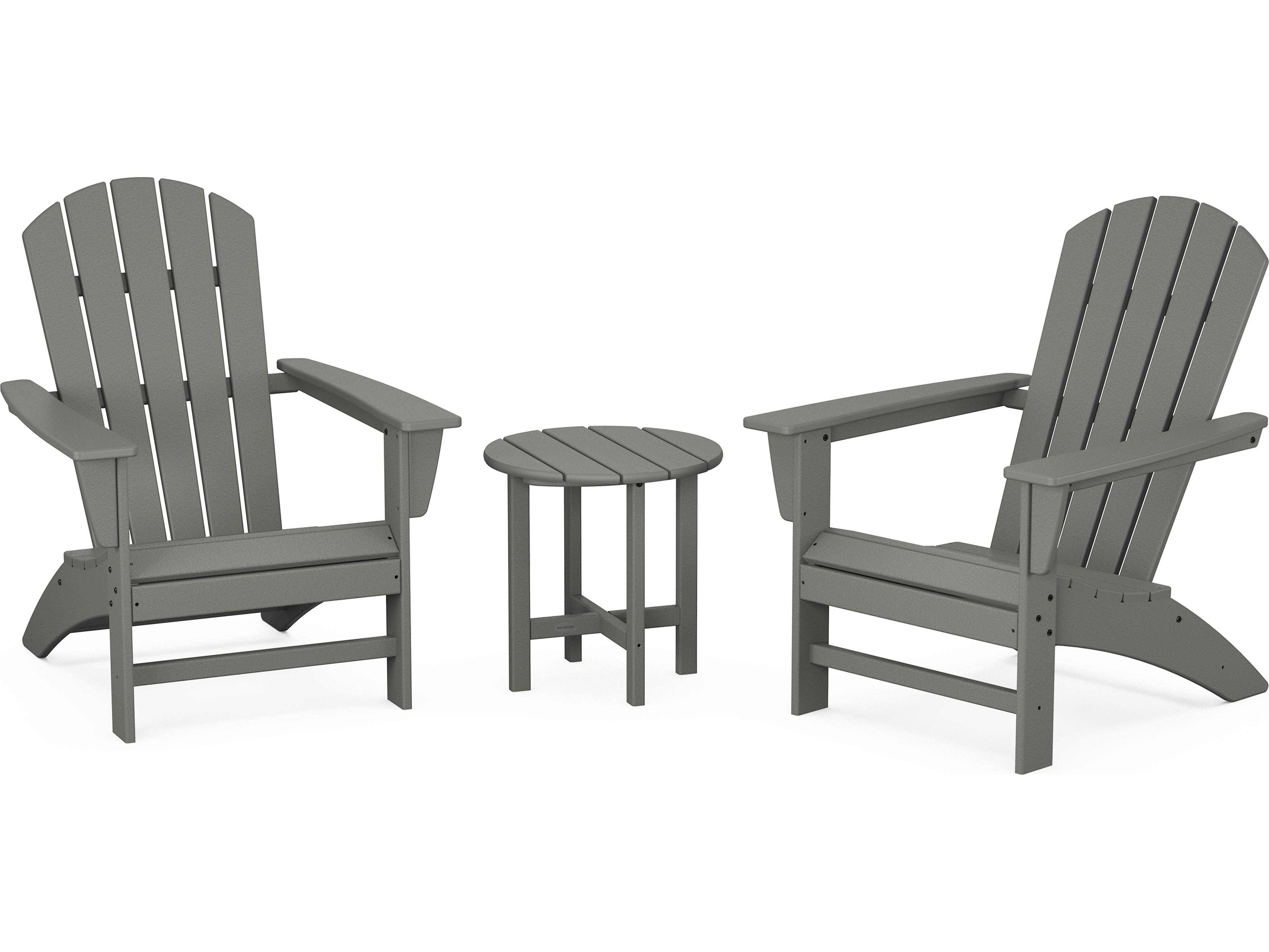 POLYWOOD® Nautical Recycled Plastic 3 Piece Outdoor Patio Lounge Set