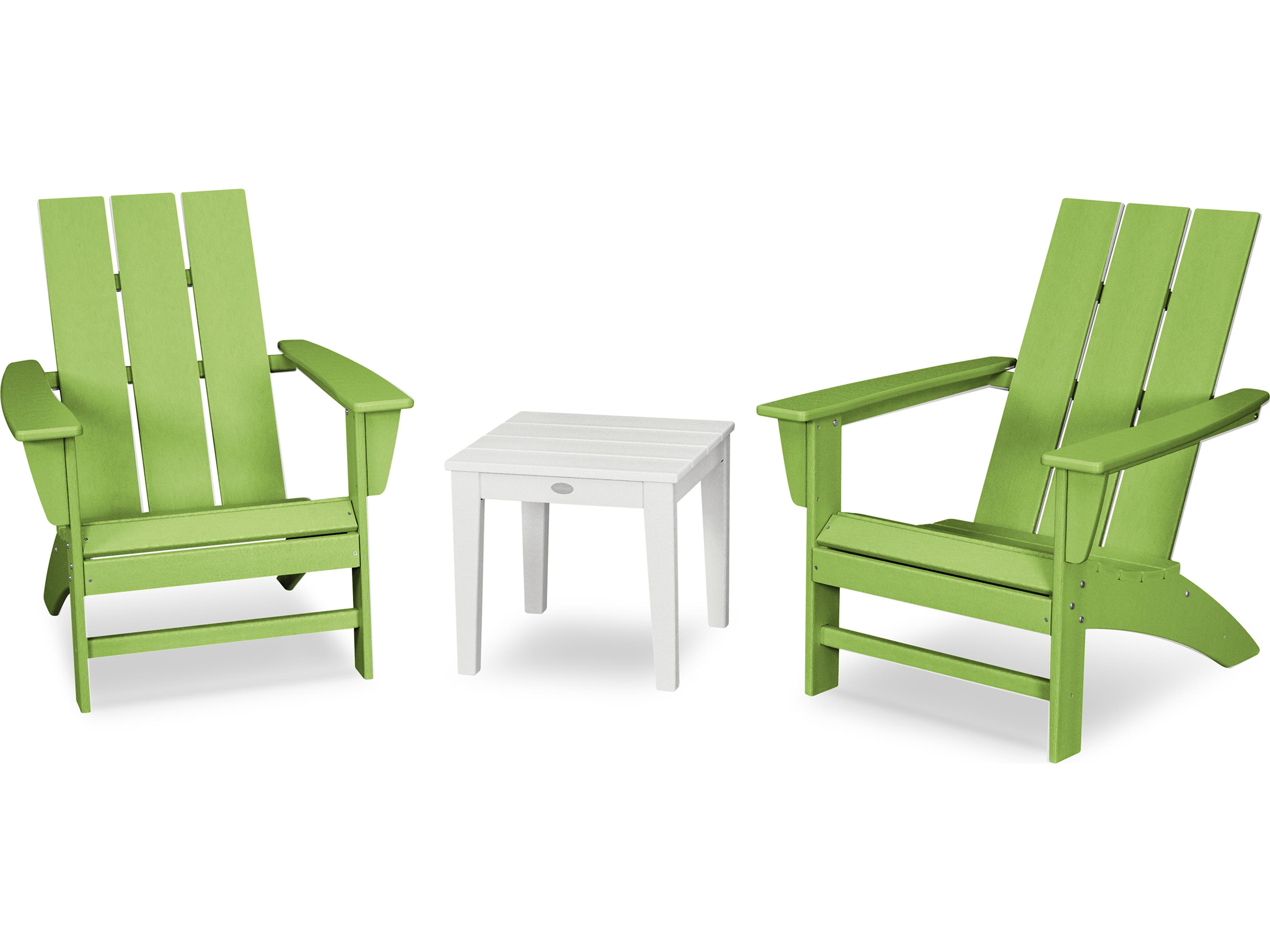 Modern Recycled Plastic 3 Piece Outdoor Patio Lounge Set