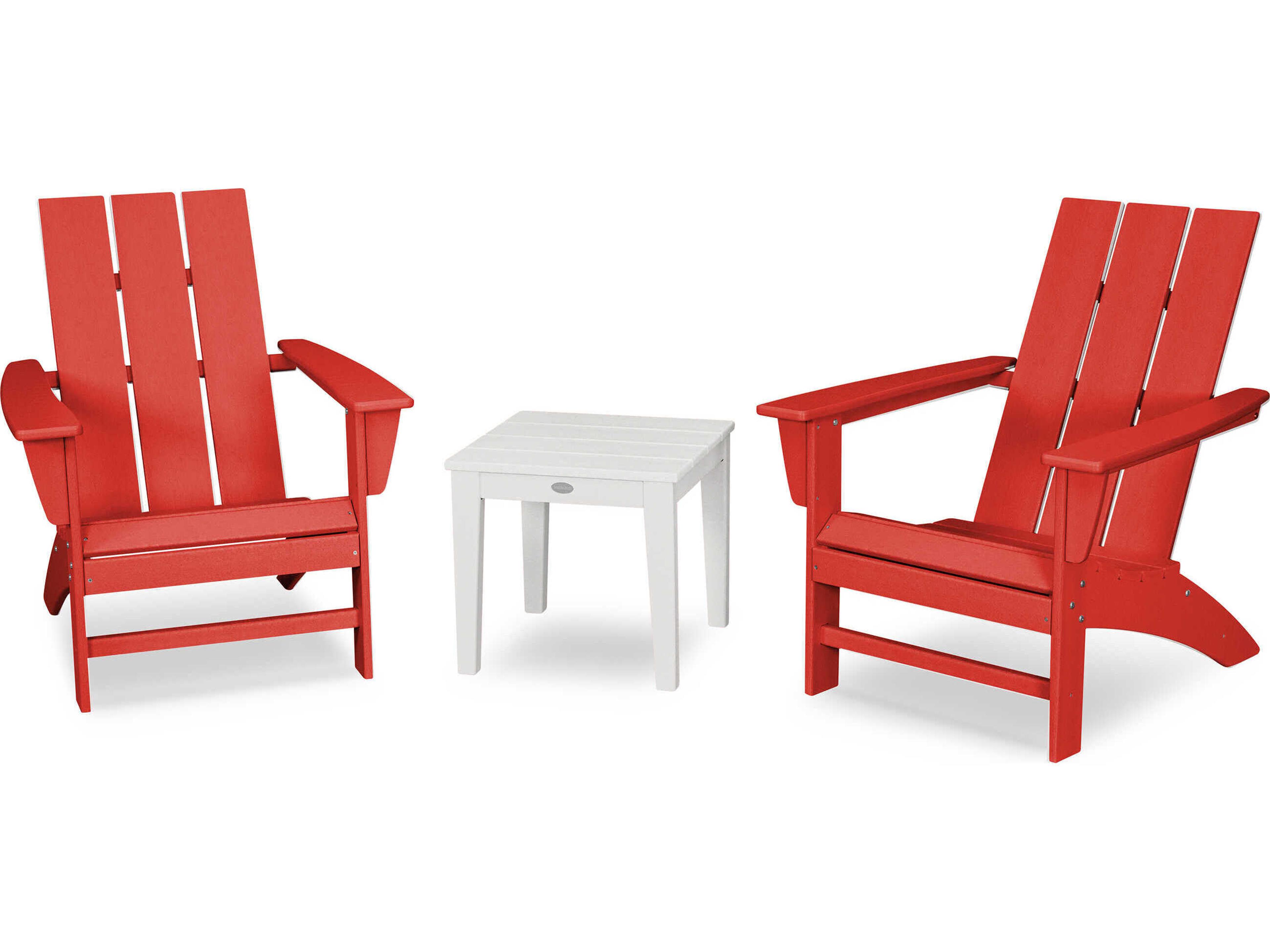 POLYWOOD® Modern Recycled Plastic 3 Piece Outdoor Patio Lounge Set