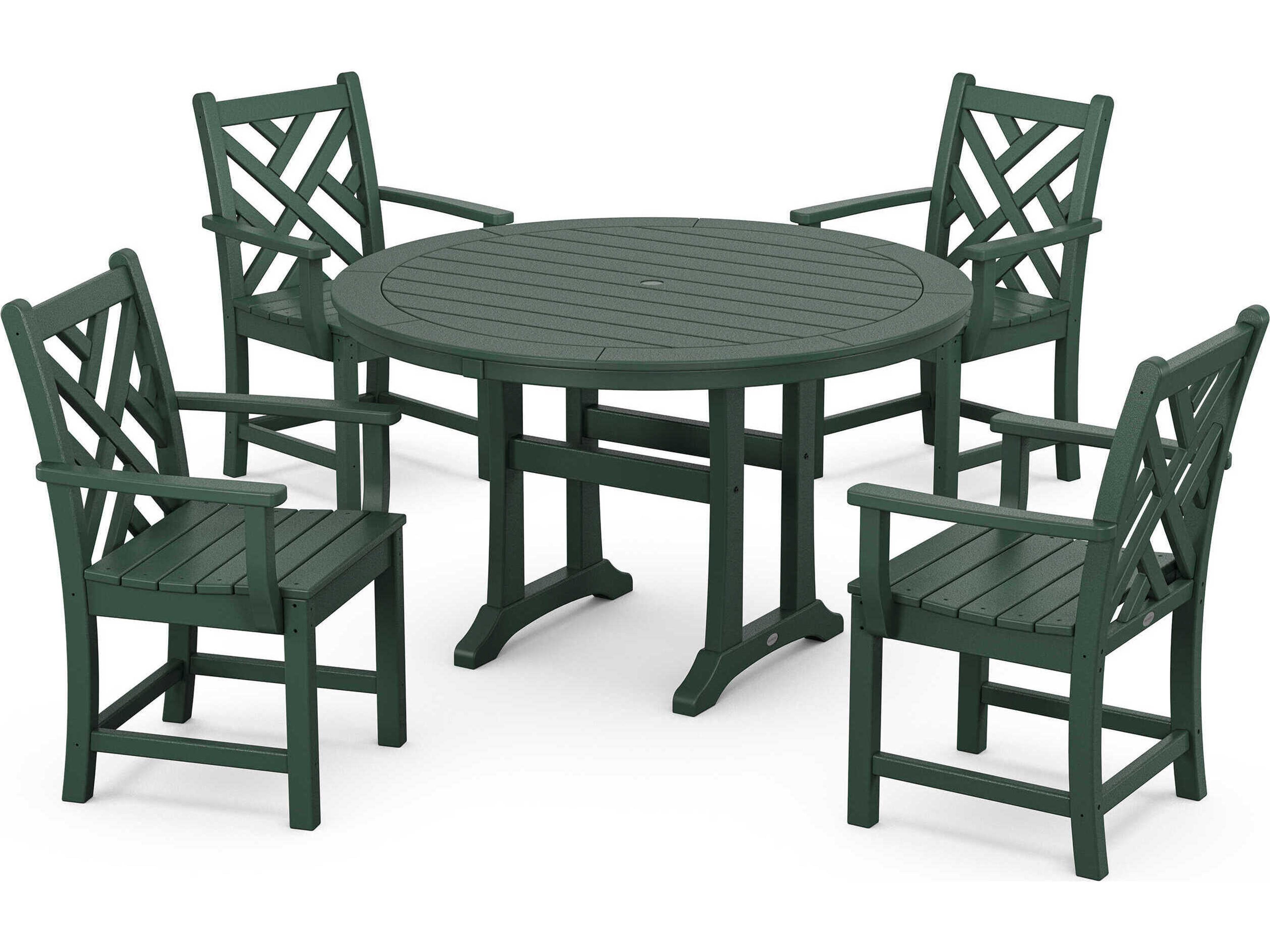 Chippendale Recycled Plastic 5 Piece Outdoor Patio Dining Set