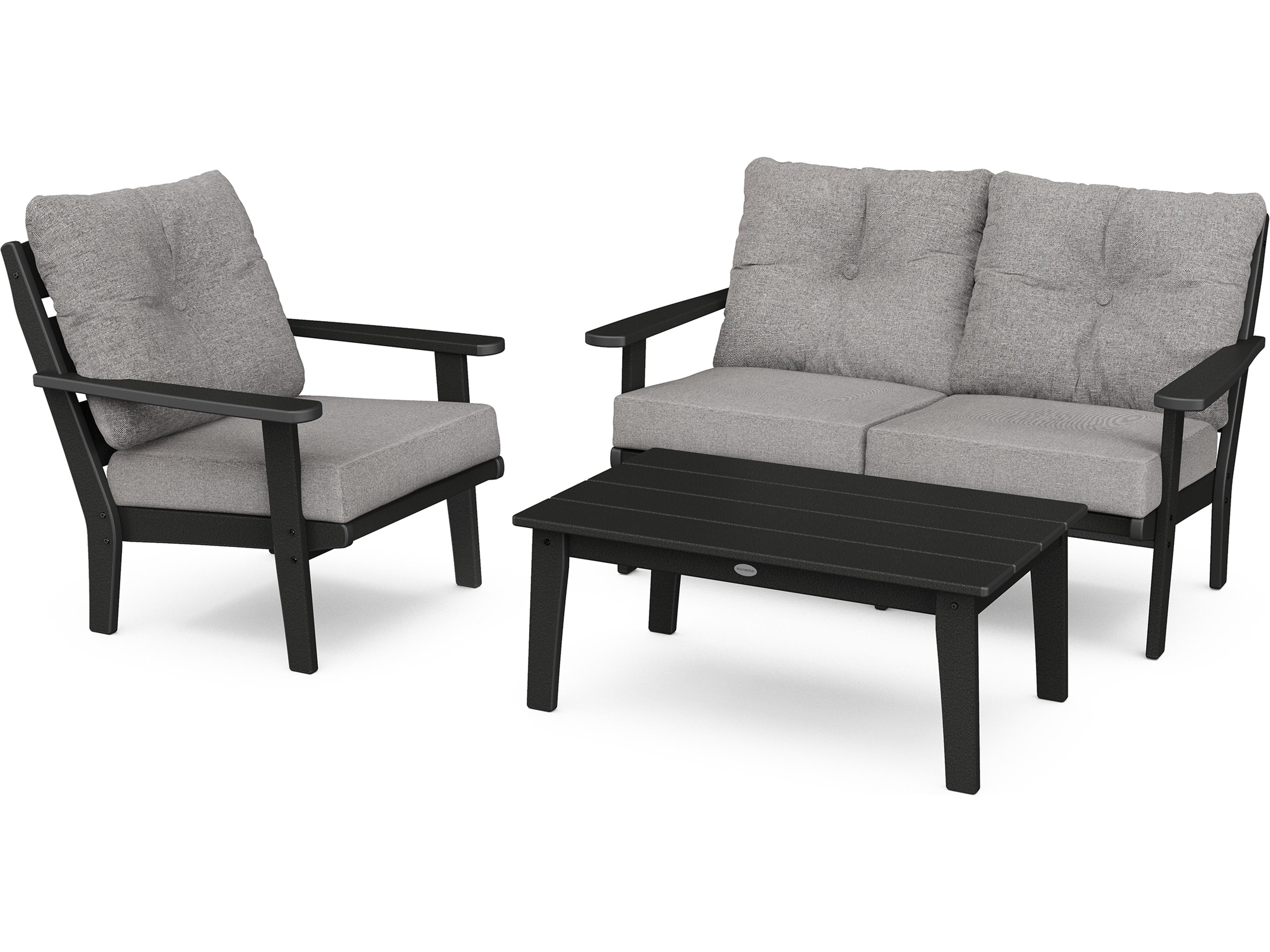 POLYWOOD® Lakeside Recycled Plastic Deep Seating 3 Piece Outdoor Patio Lounge Set