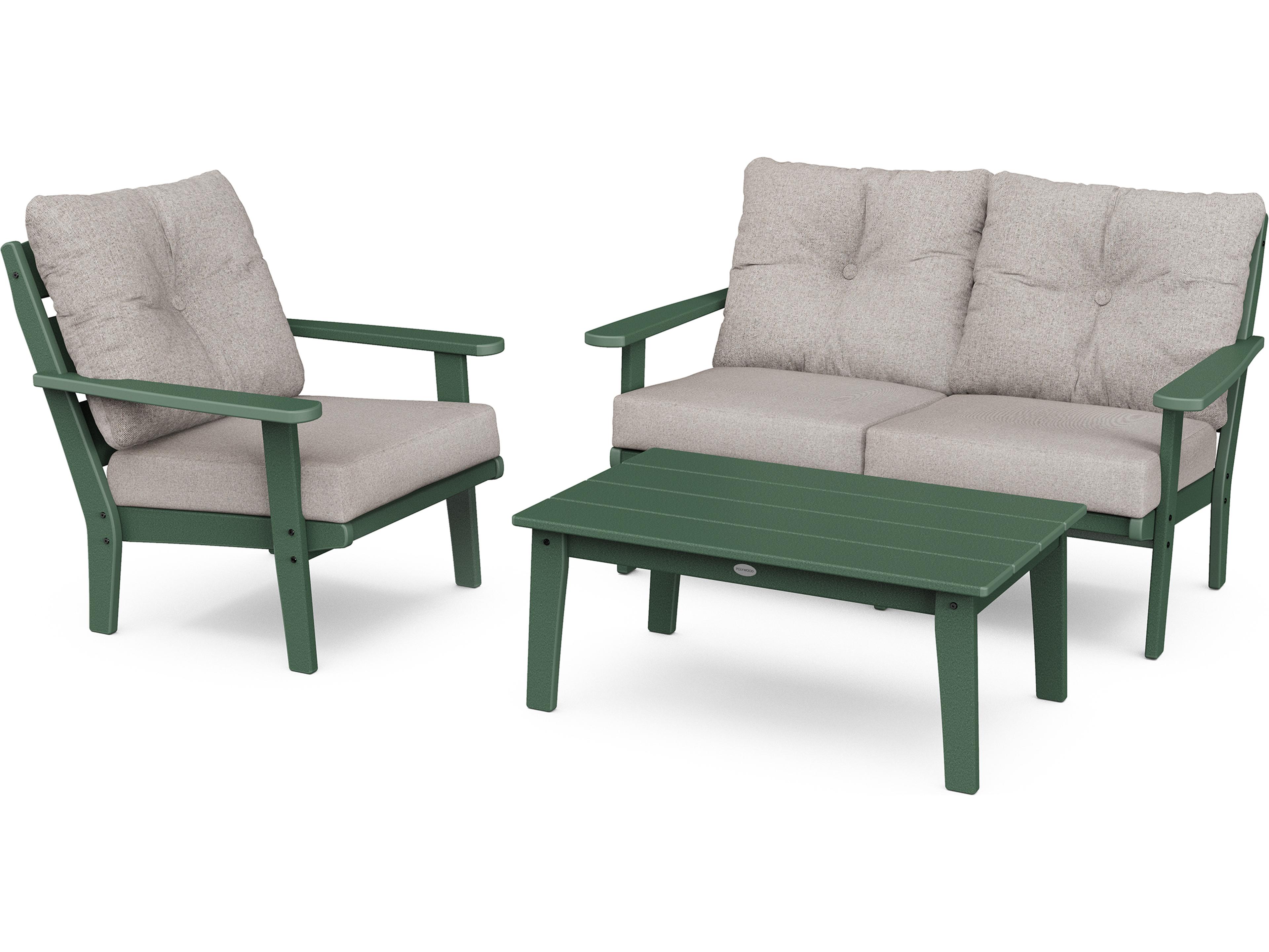 POLYWOOD® Lakeside Recycled Plastic Deep Seating 3 Piece Outdoor Patio Lounge Set