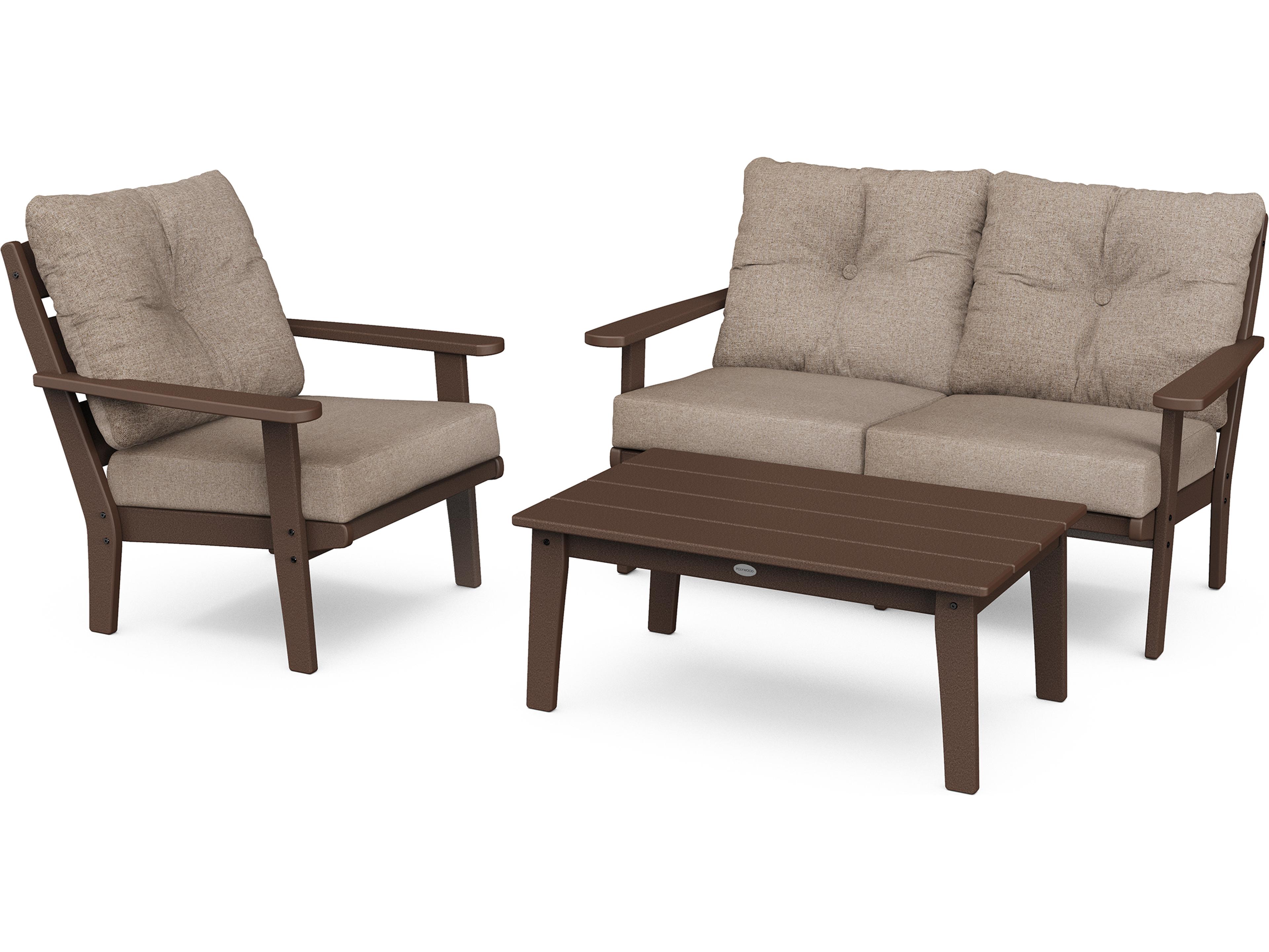 POLYWOOD® Lakeside Recycled Plastic Deep Seating 3 Piece Outdoor Patio Lounge Set