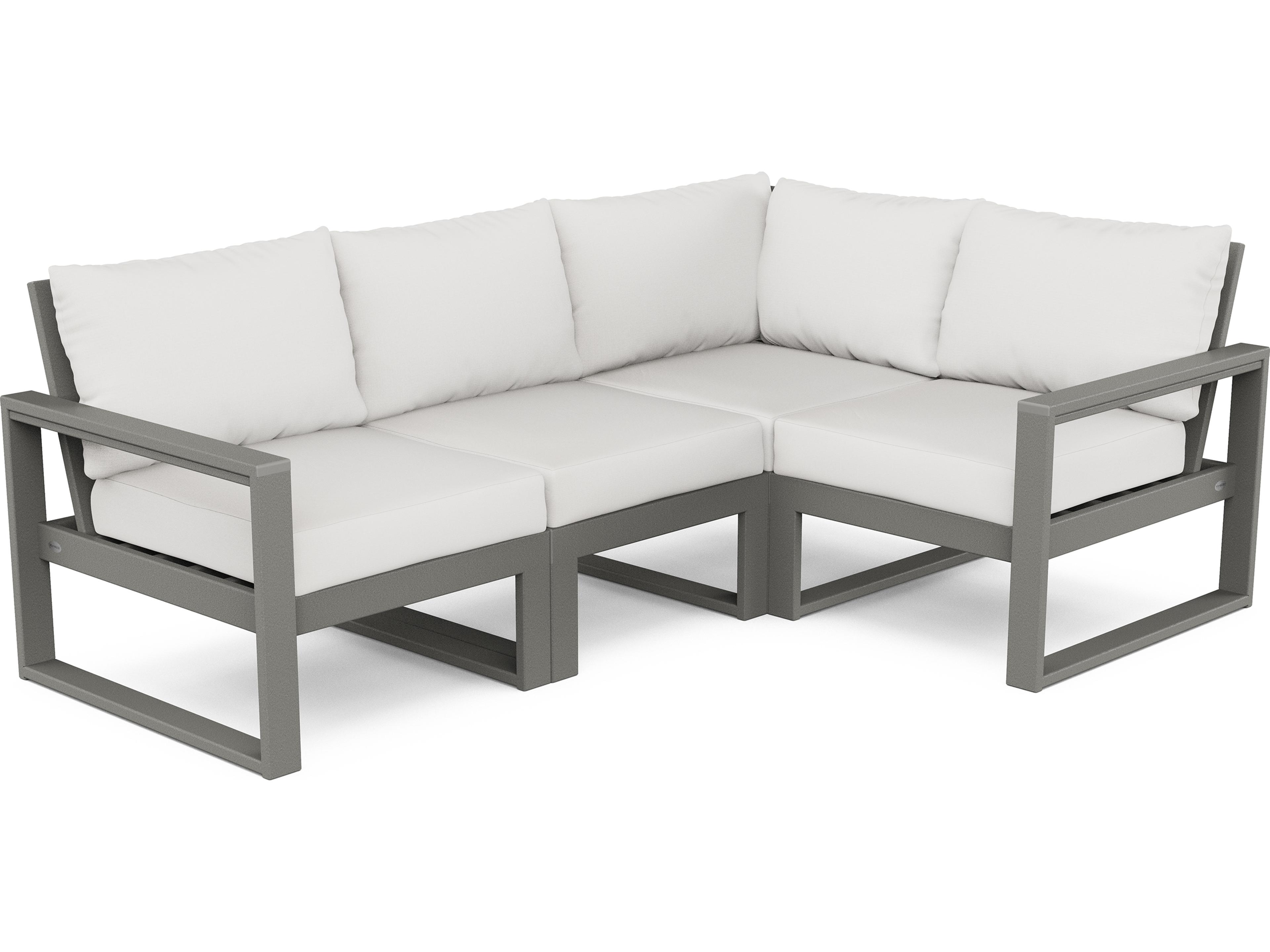 POLYWOOD® Edge Recycled Plastic Deep Seating 4 Piece Sectional Outdoor Lounge Set