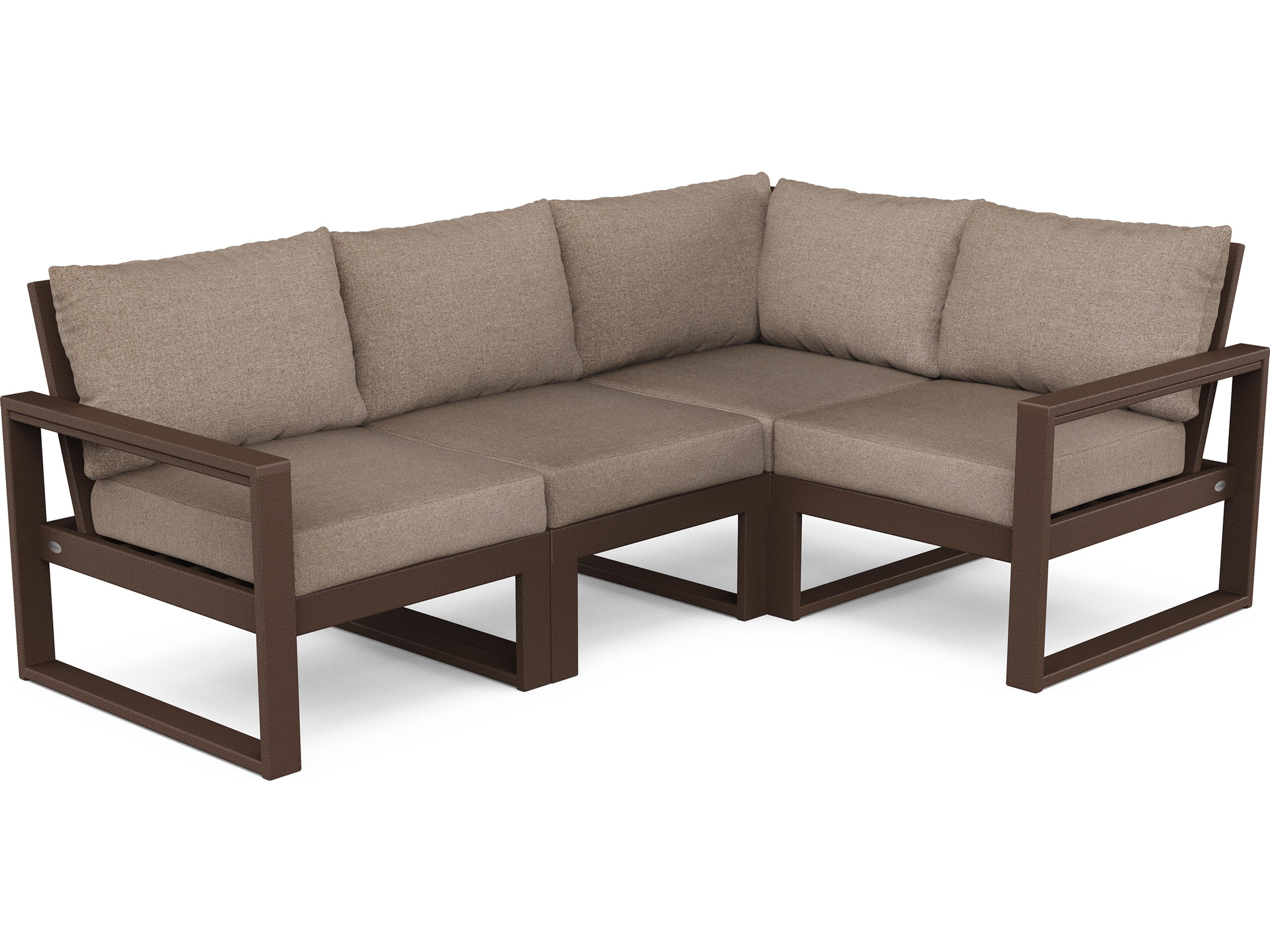 POLYWOOD® Edge Recycled Plastic Deep Seating 4 Piece Sectional Outdoor Lounge Set