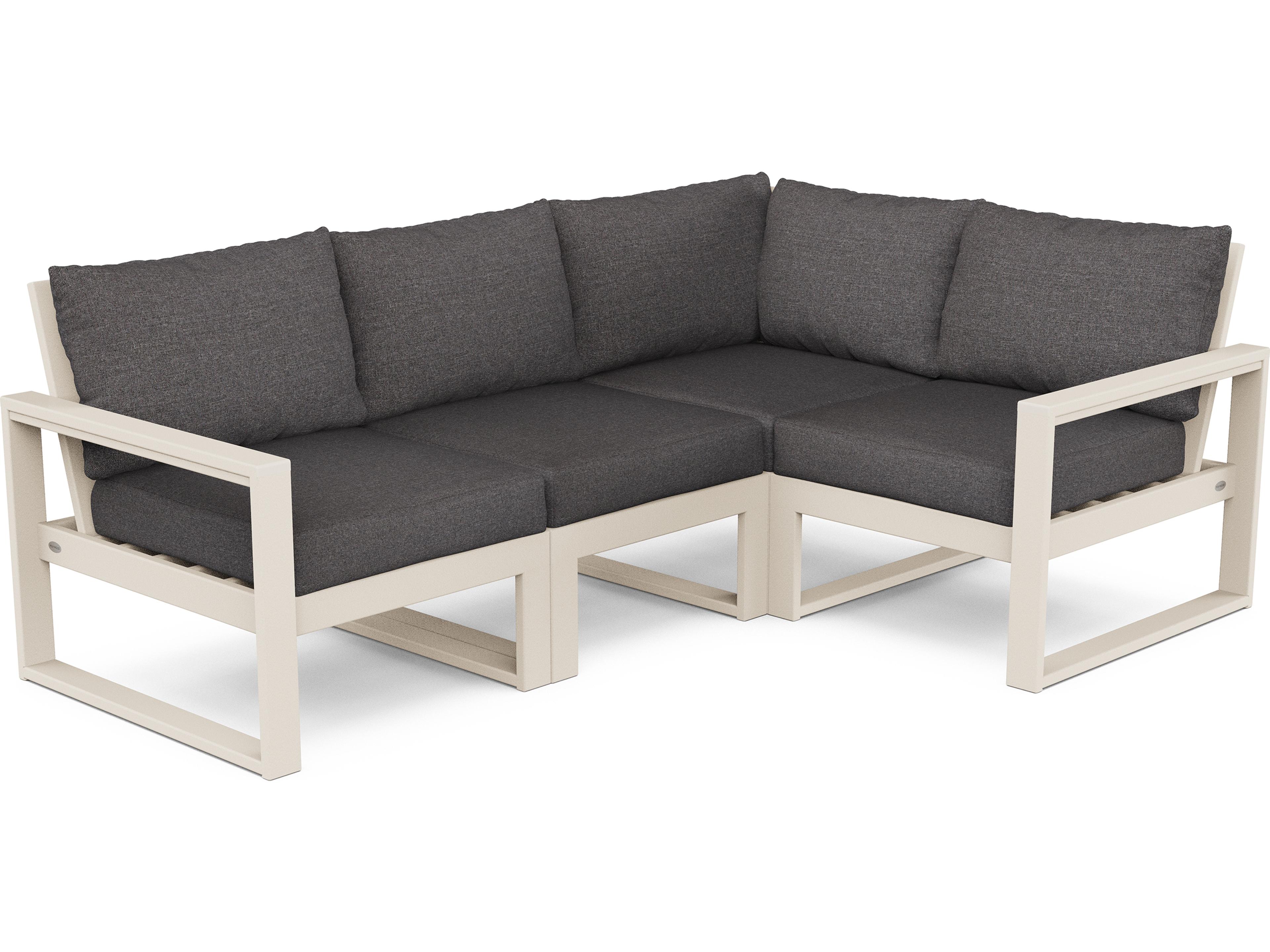 POLYWOOD® Edge Recycled Plastic Deep Seating 4 Piece Sectional Outdoor Lounge Set