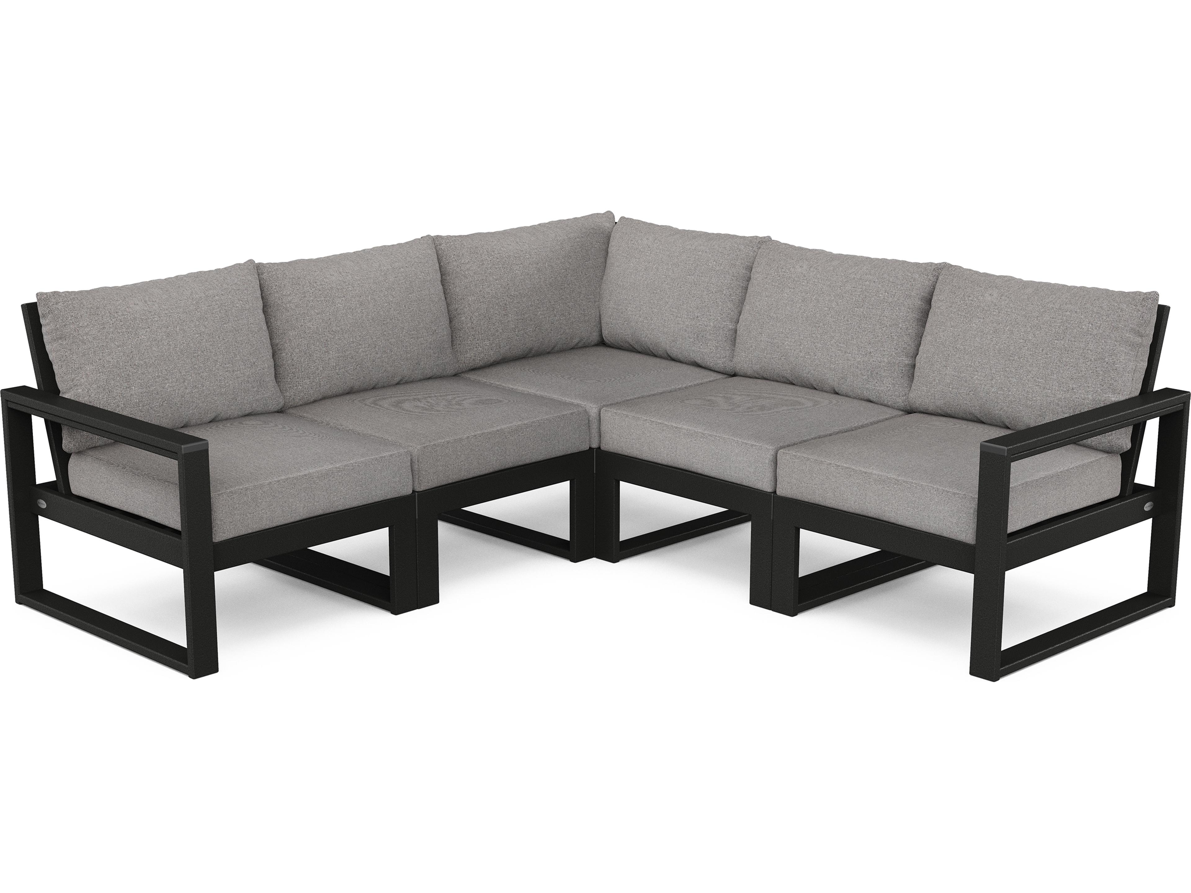 POLYWOOD® Edge Recycled Plastic Deep Seating 5 Piece Sectional Outdoor Patio Lounge Set