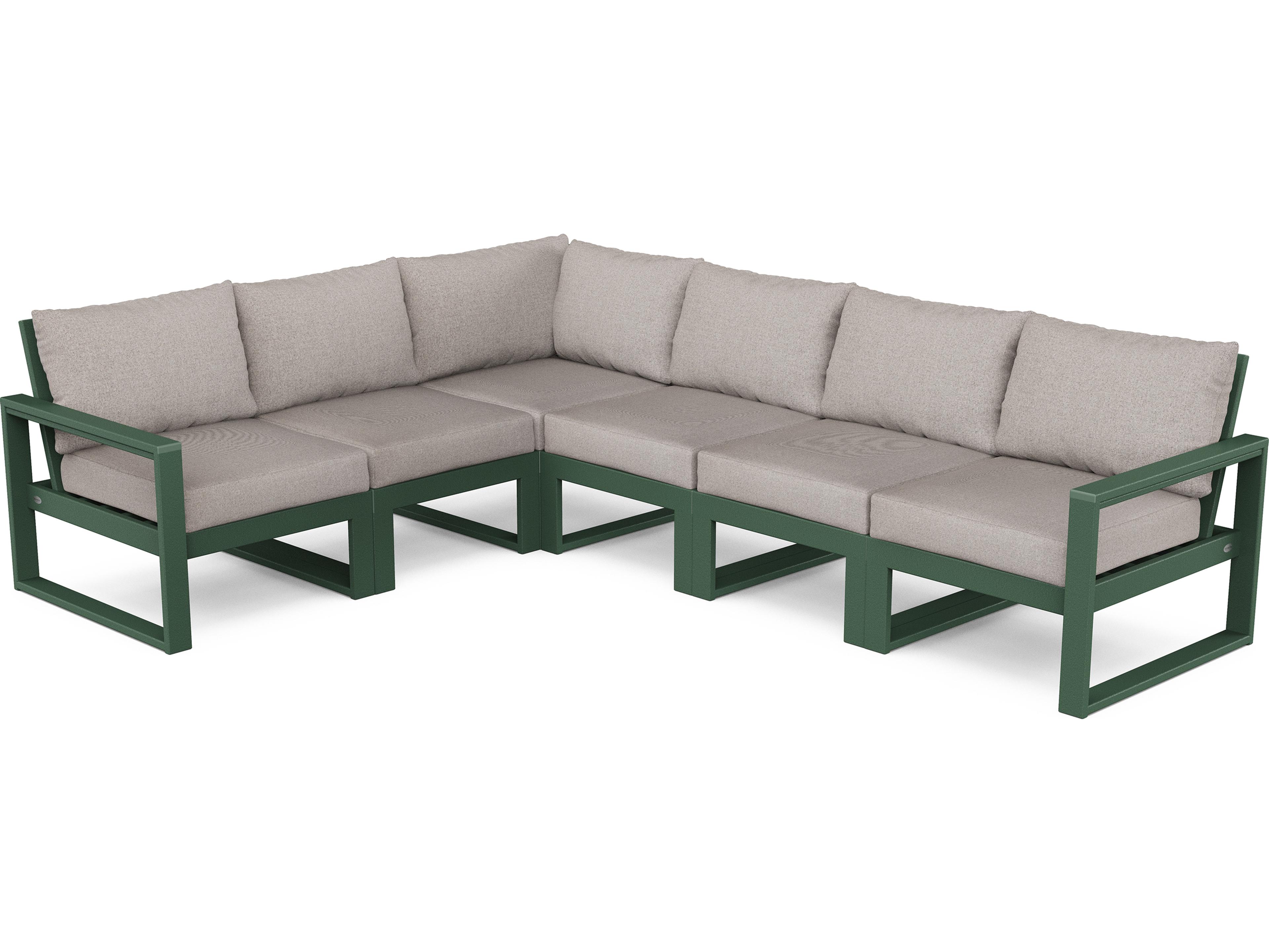 POLYWOOD® Edge Recycled Plastic Deep Seating 6 Piece Sectional Patio Lounge Set