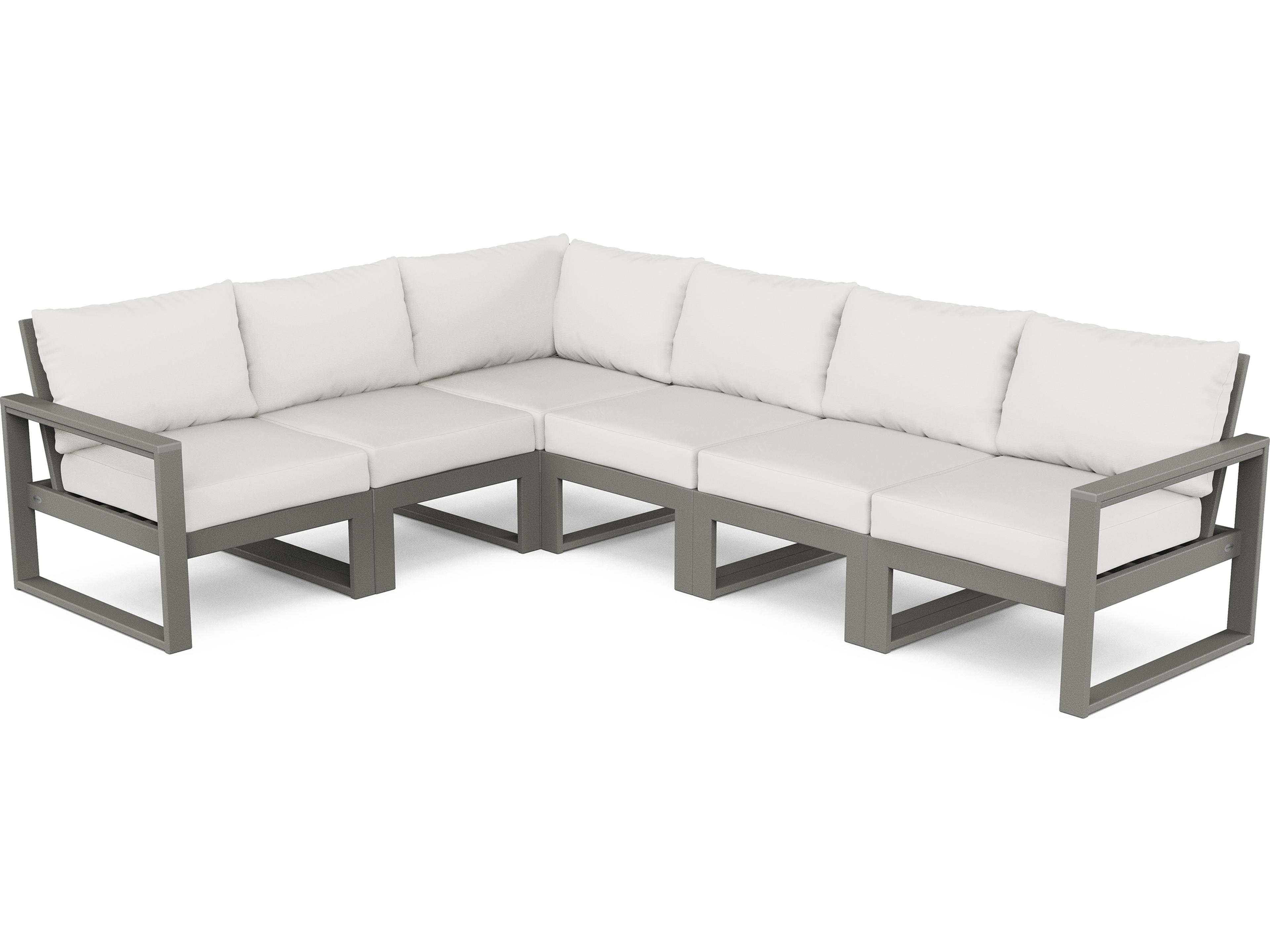 POLYWOOD® Edge Recycled Plastic Deep Seating 6 Piece Sectional Patio Lounge Set