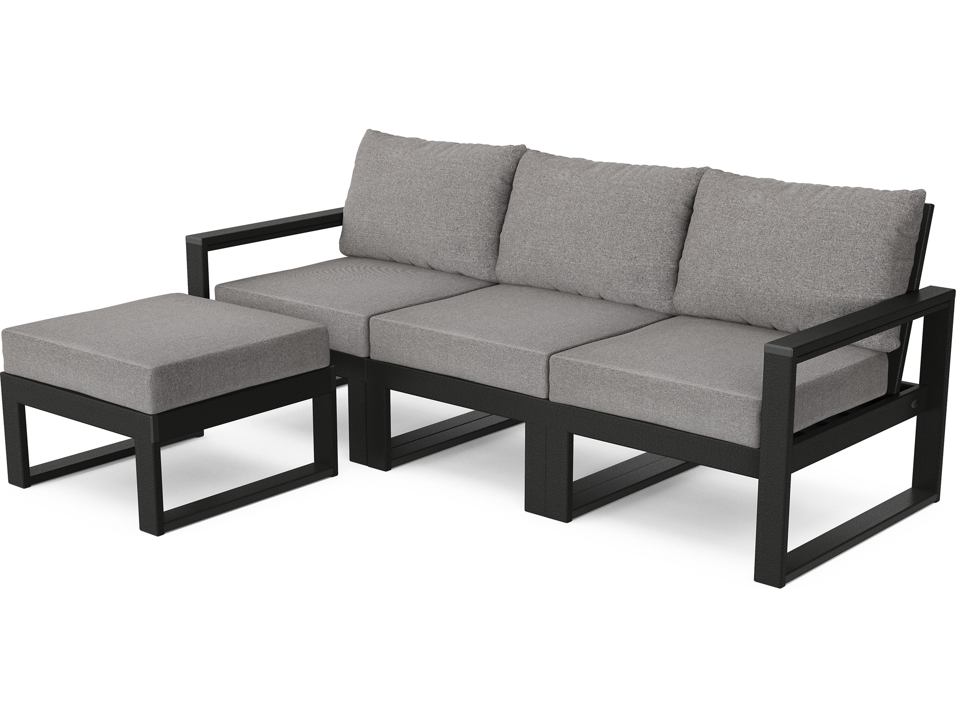 POLYWOOD® Edge Recycled Plastic Deep Seating 4 Piece Sectional Outdoor Lounge Set