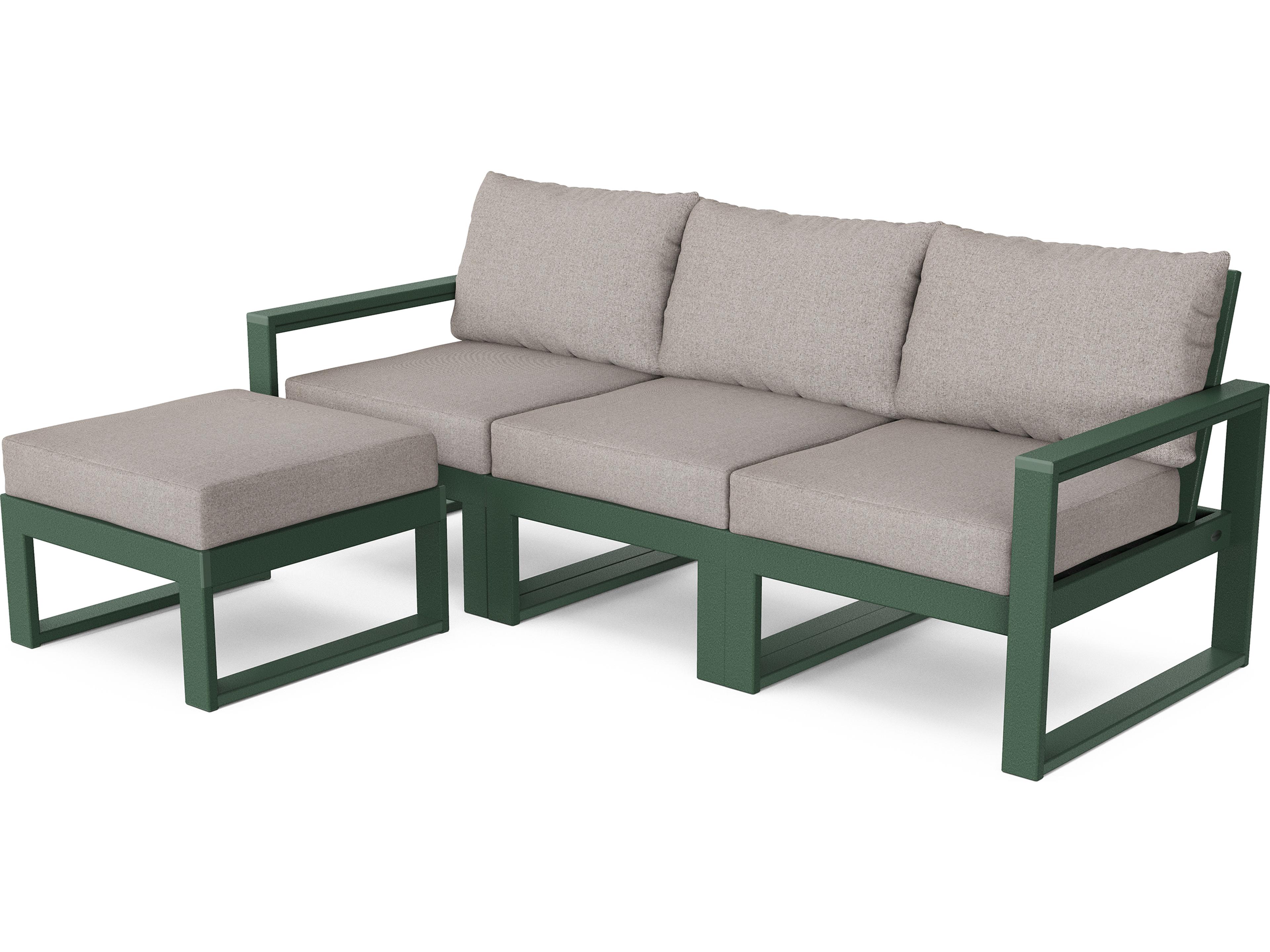 POLYWOOD® Edge Recycled Plastic Deep Seating 4 Piece Sectional Outdoor Lounge Set