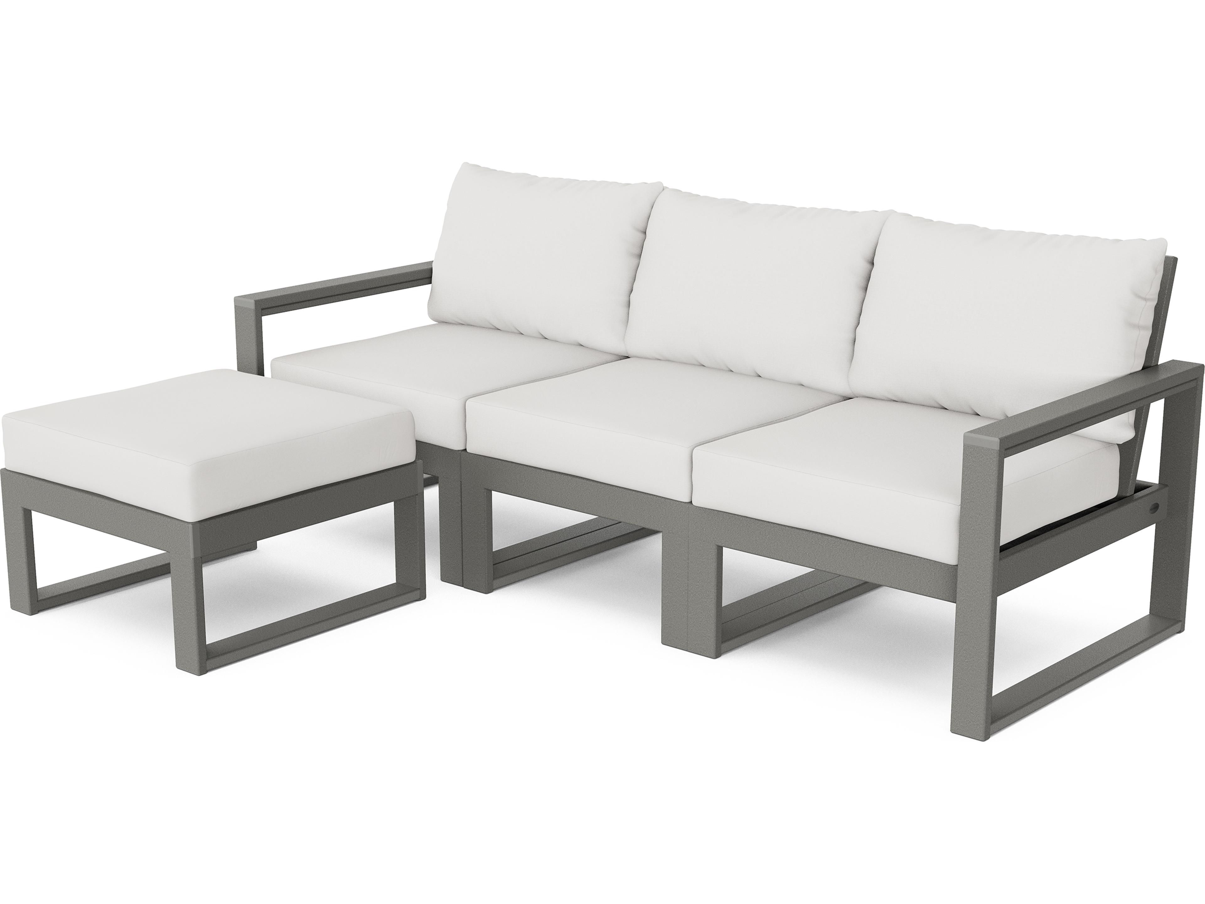 POLYWOOD® Edge Recycled Plastic Deep Seating 4 Piece Sectional Outdoor Lounge Set