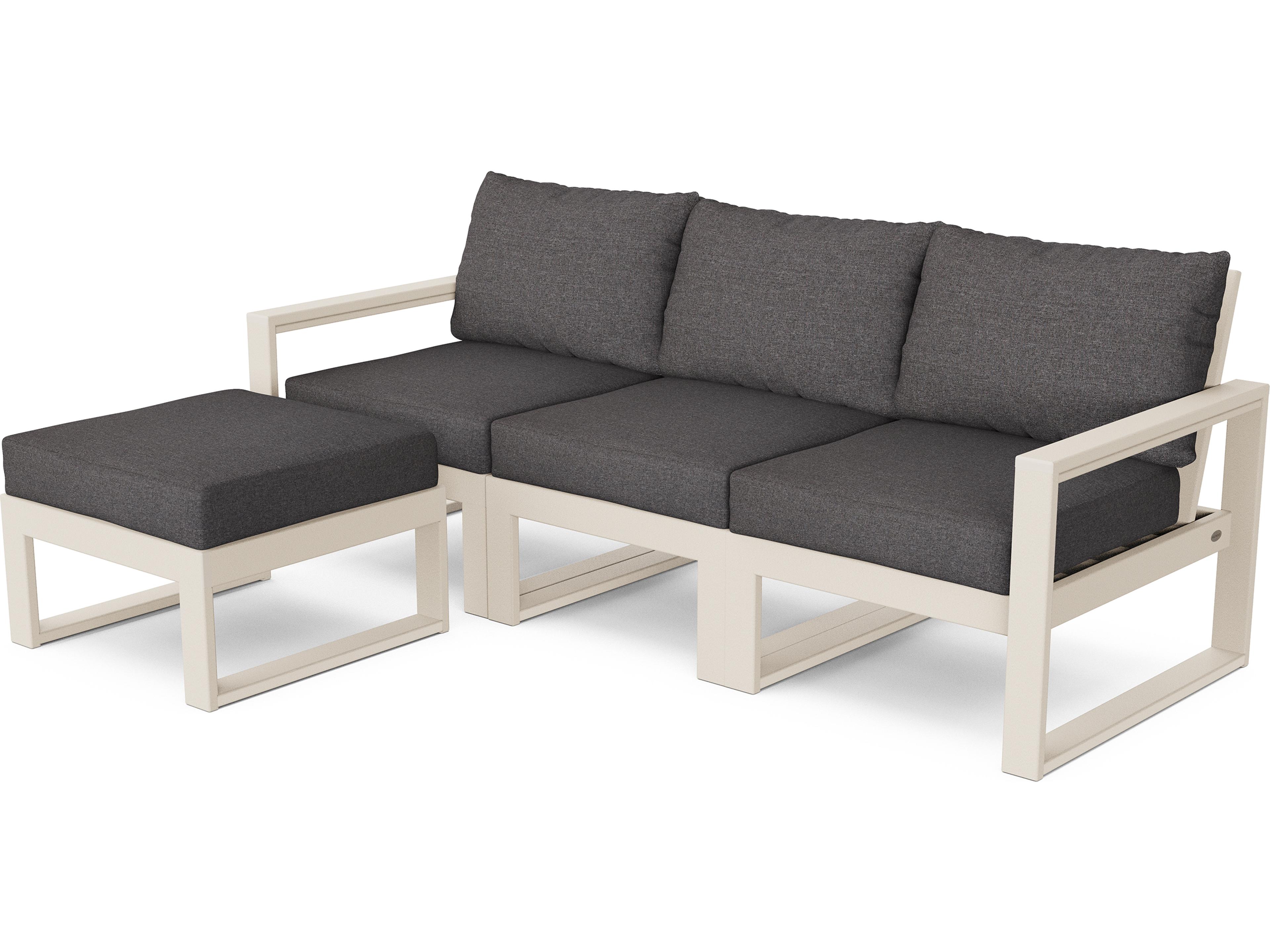 POLYWOOD® Edge Recycled Plastic Deep Seating 4 Piece Sectional Outdoor Lounge Set