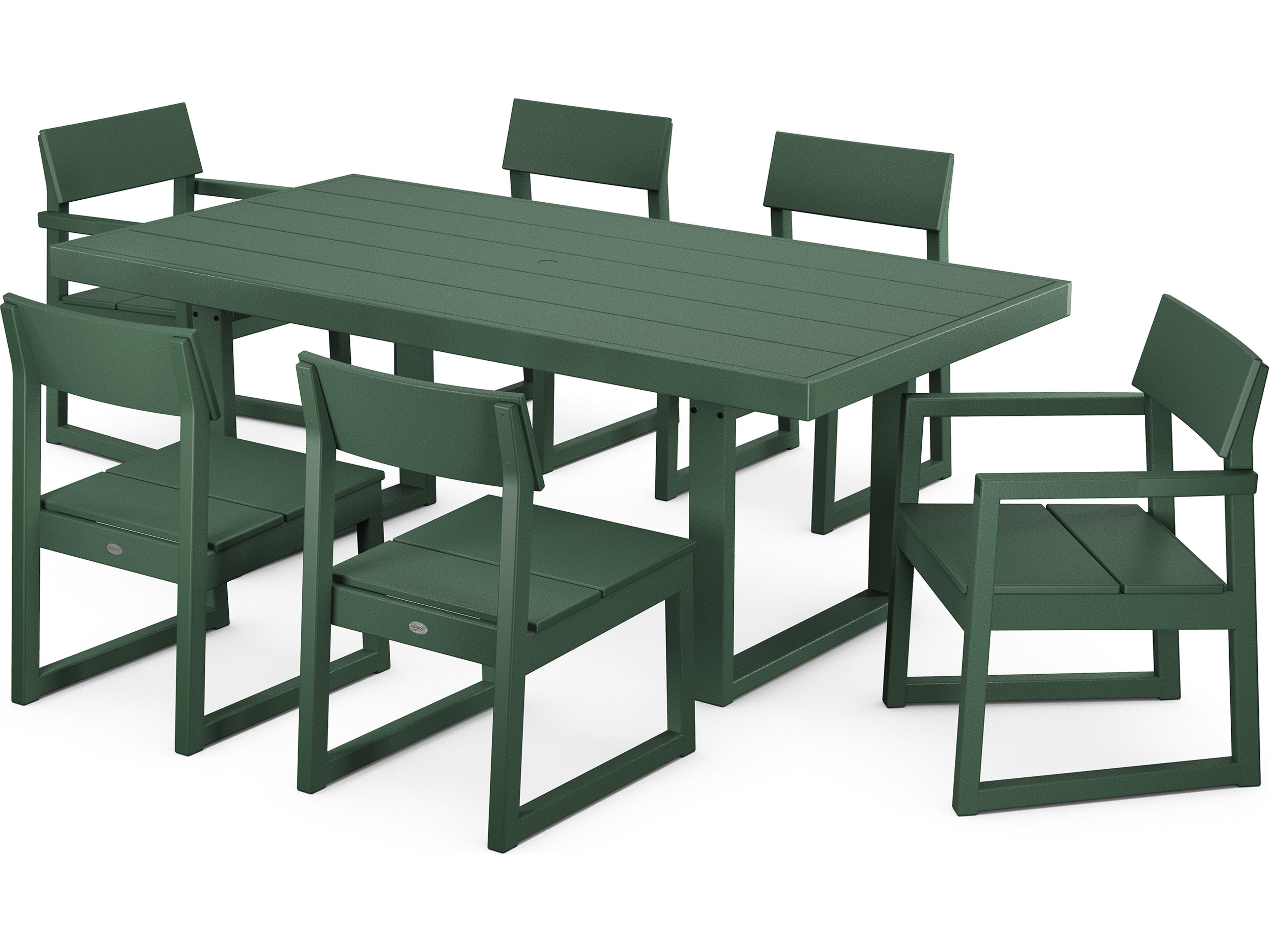 POLYWOOD® Edge Recycled Plastic 7 Piece Outdoor Dining Set