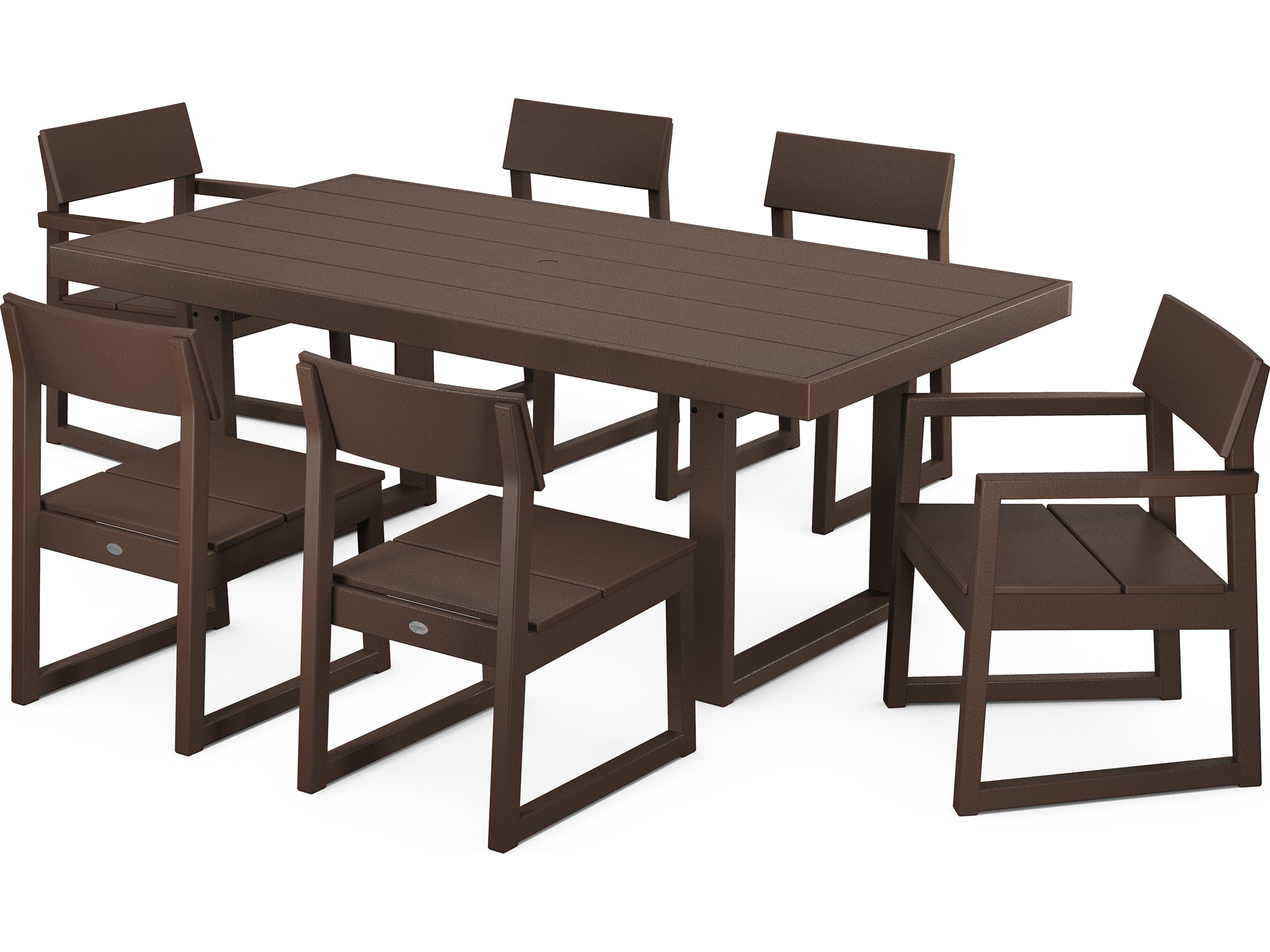 POLYWOOD® Edge Recycled Plastic 7 Piece Outdoor Dining Set