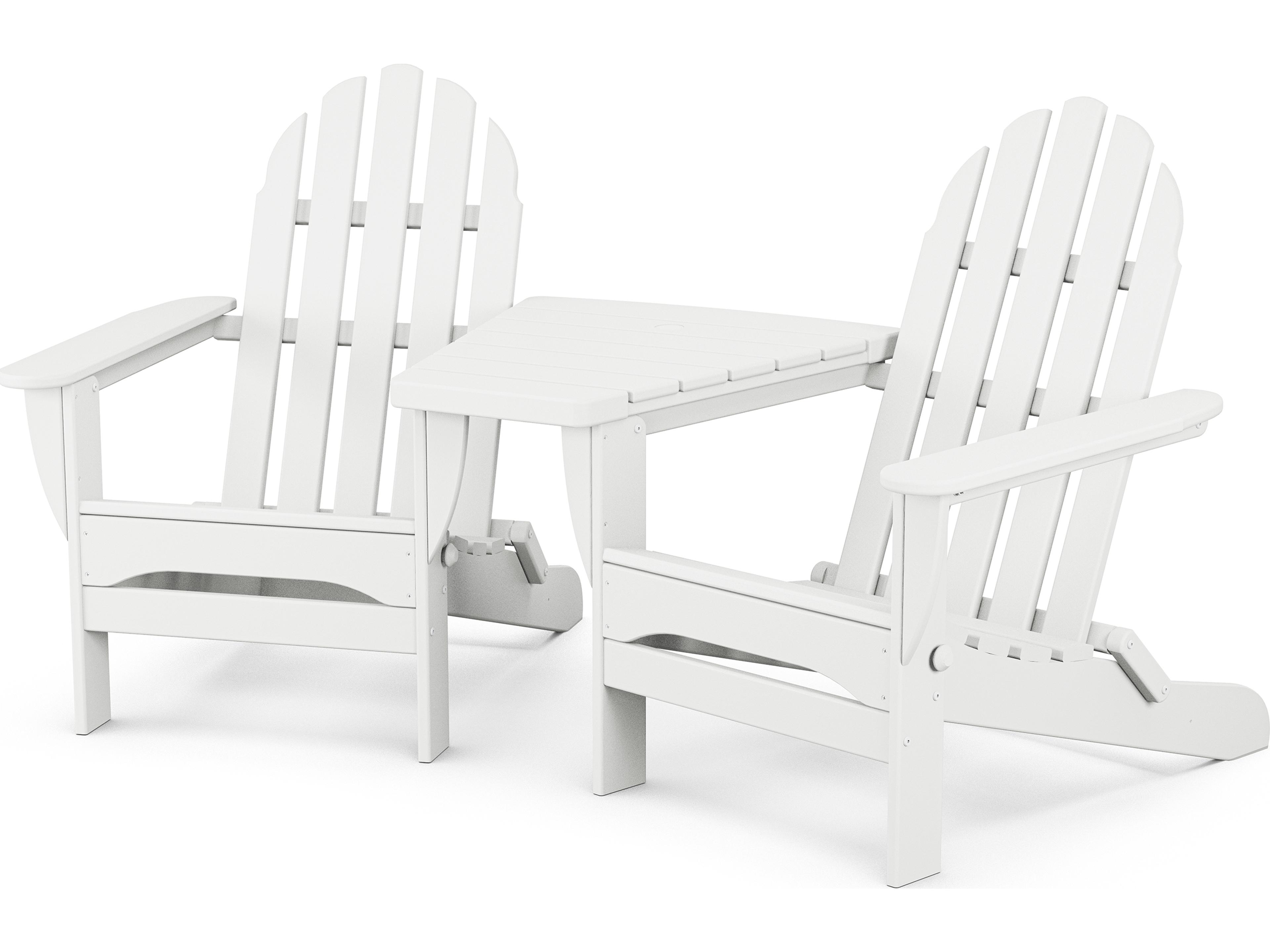 Classic Recycled Plastic Folding Adirondacks with Connecting Table Set