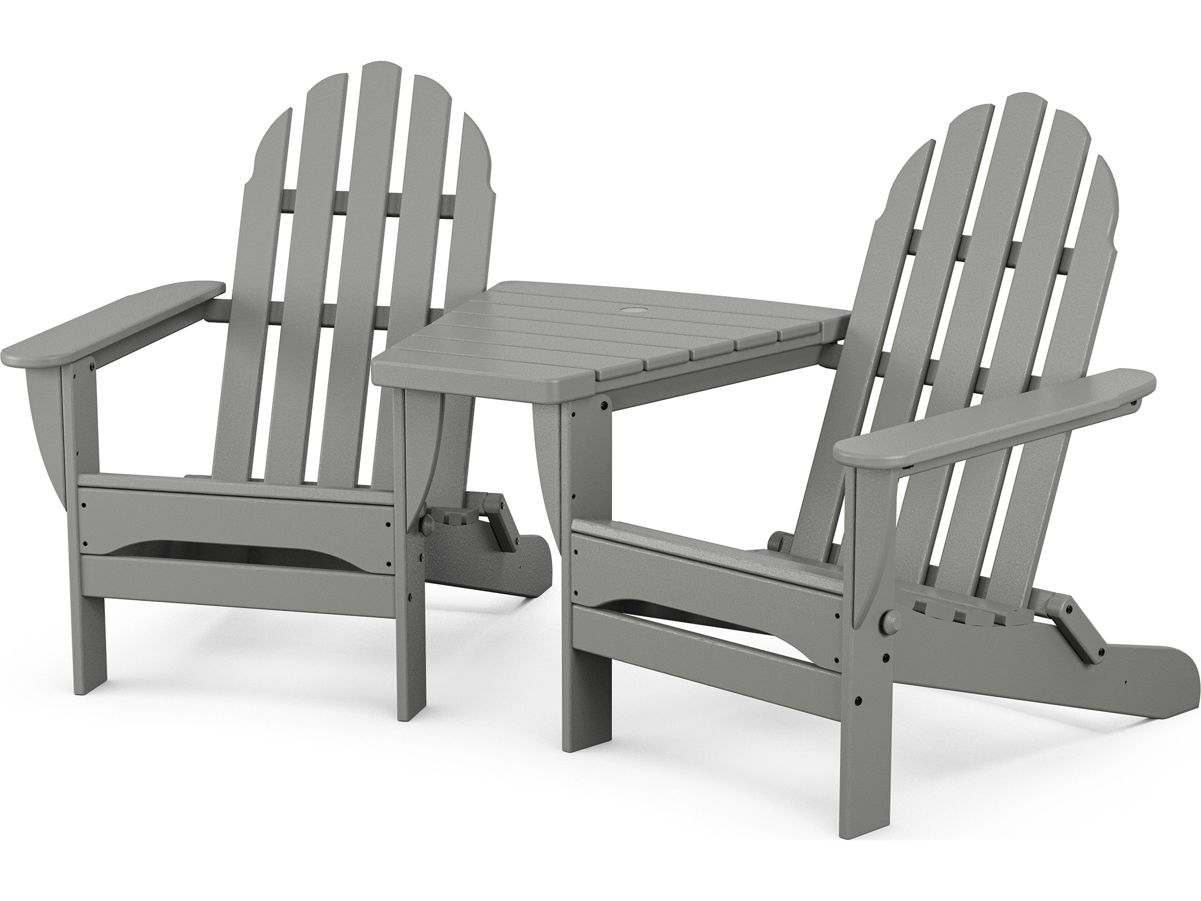 POLYWOOD® Classic Recycled Plastic Folding Adirondacks with Connecting Table Set