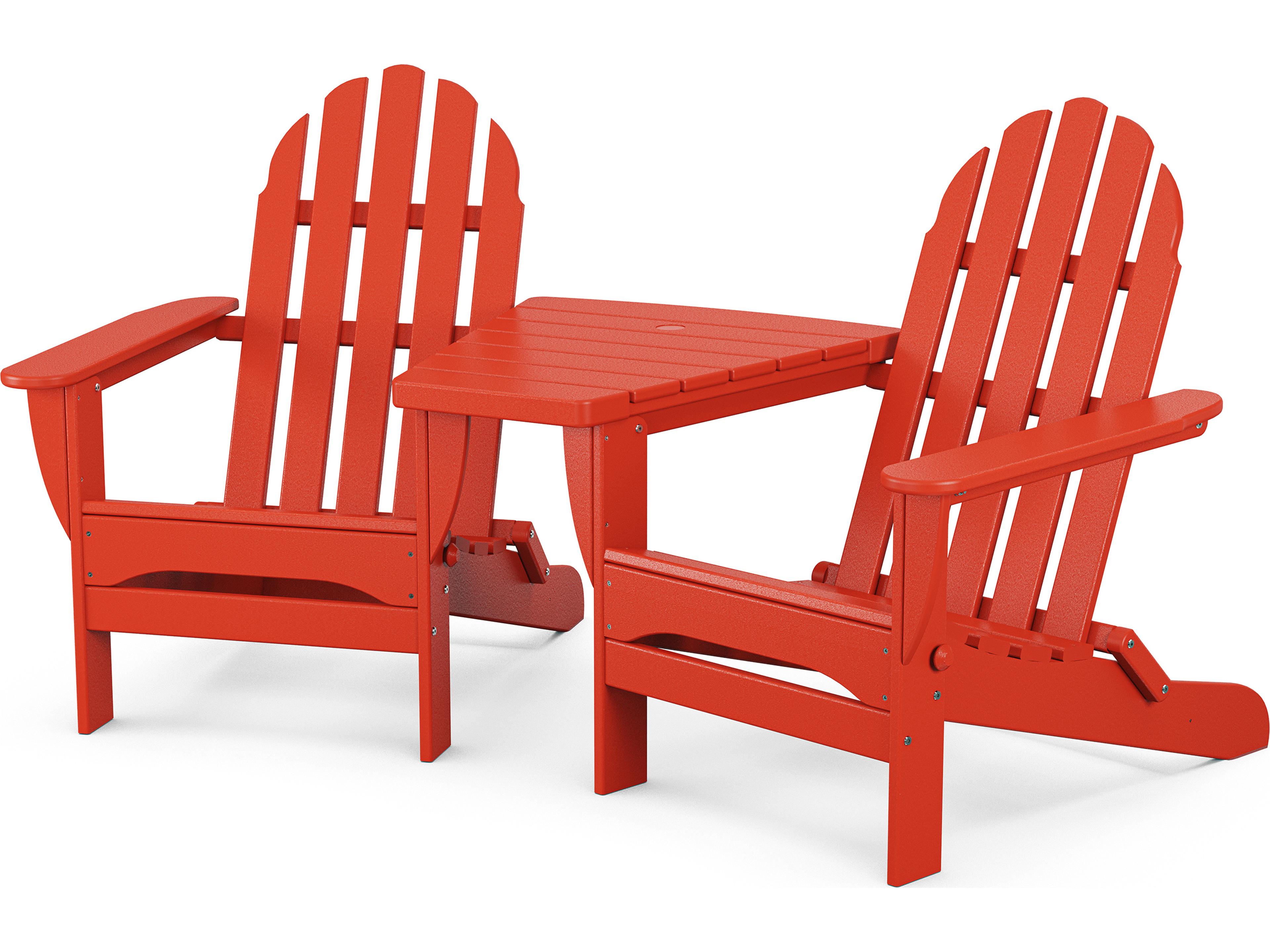 POLYWOOD® Classic Recycled Plastic Folding Adirondacks with Connecting Table Set