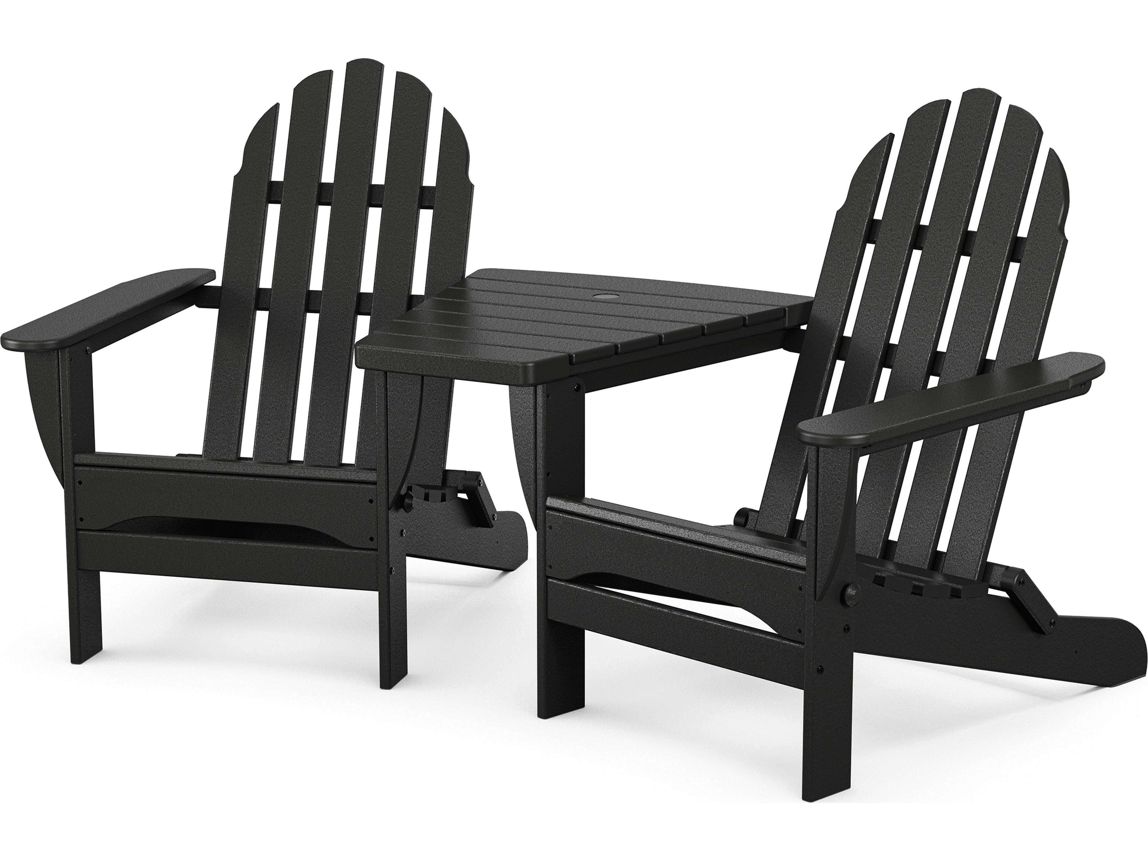 POLYWOOD® Classic Recycled Plastic Folding Adirondacks with Connecting Table Set