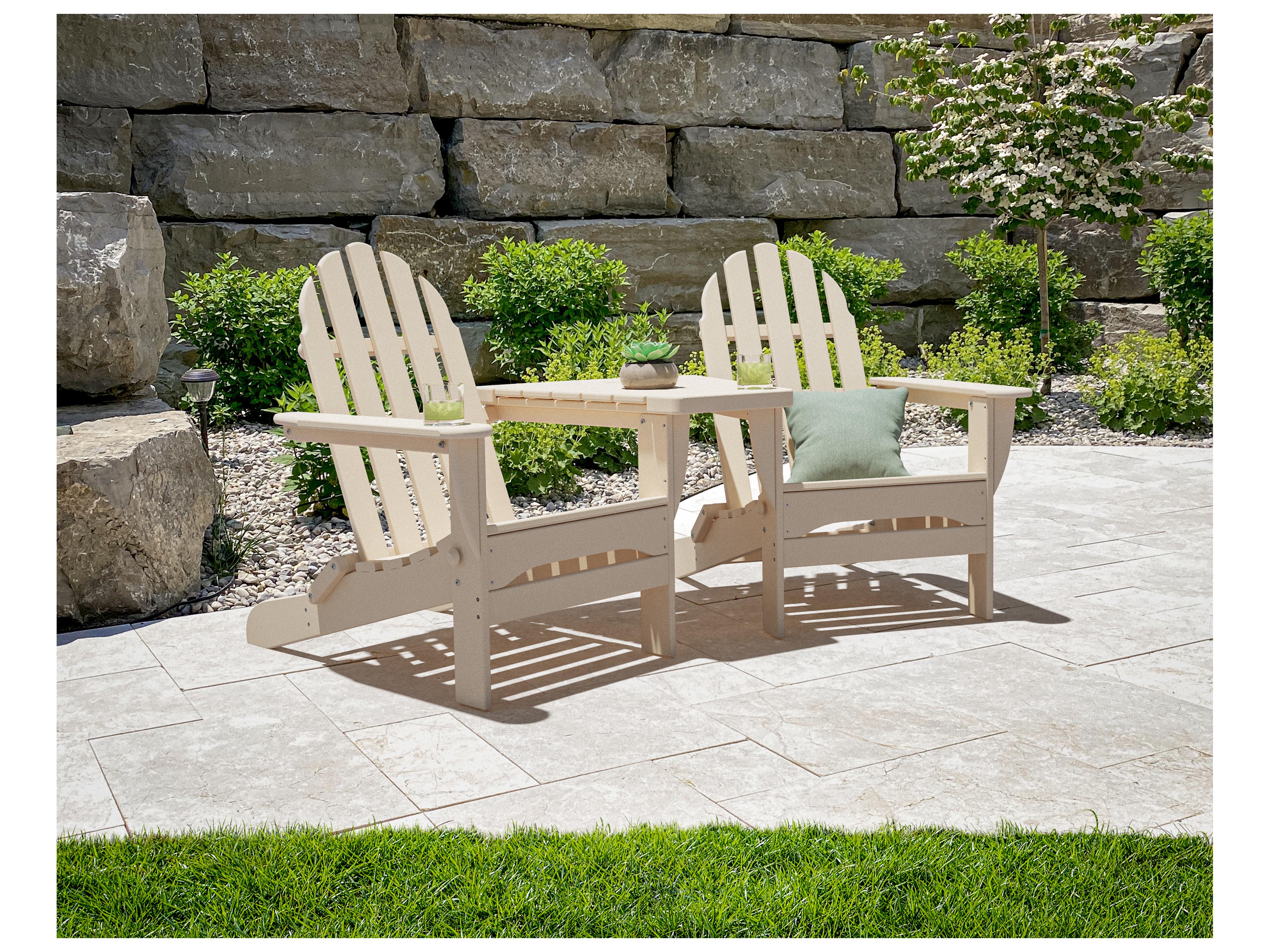 POLYWOOD® Classic Recycled Plastic Folding Adirondacks with Connecting Table Set