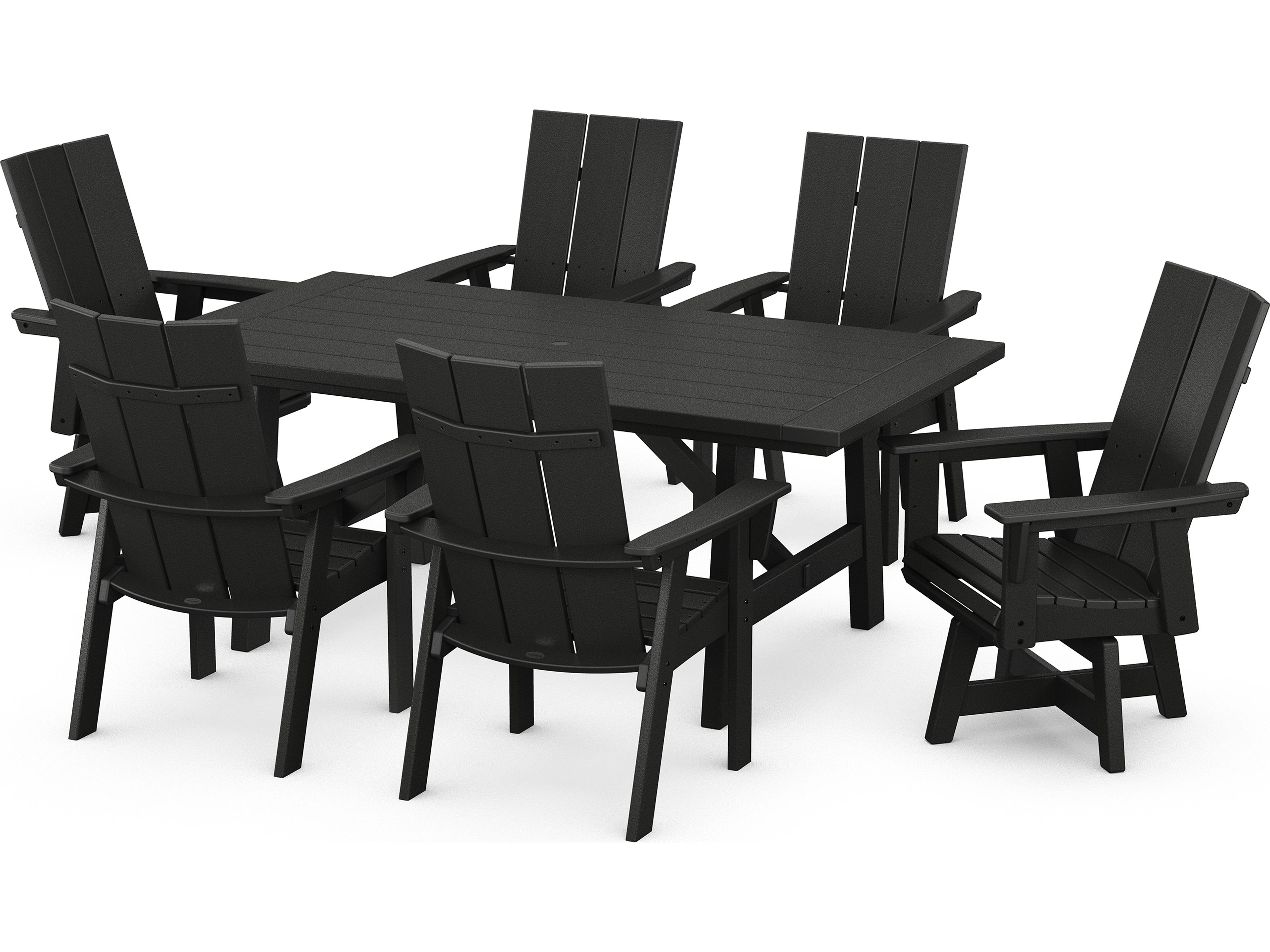 POLYWOOD® Modern Recycled Plastic Curveback 7 Piece Patio Dining Set