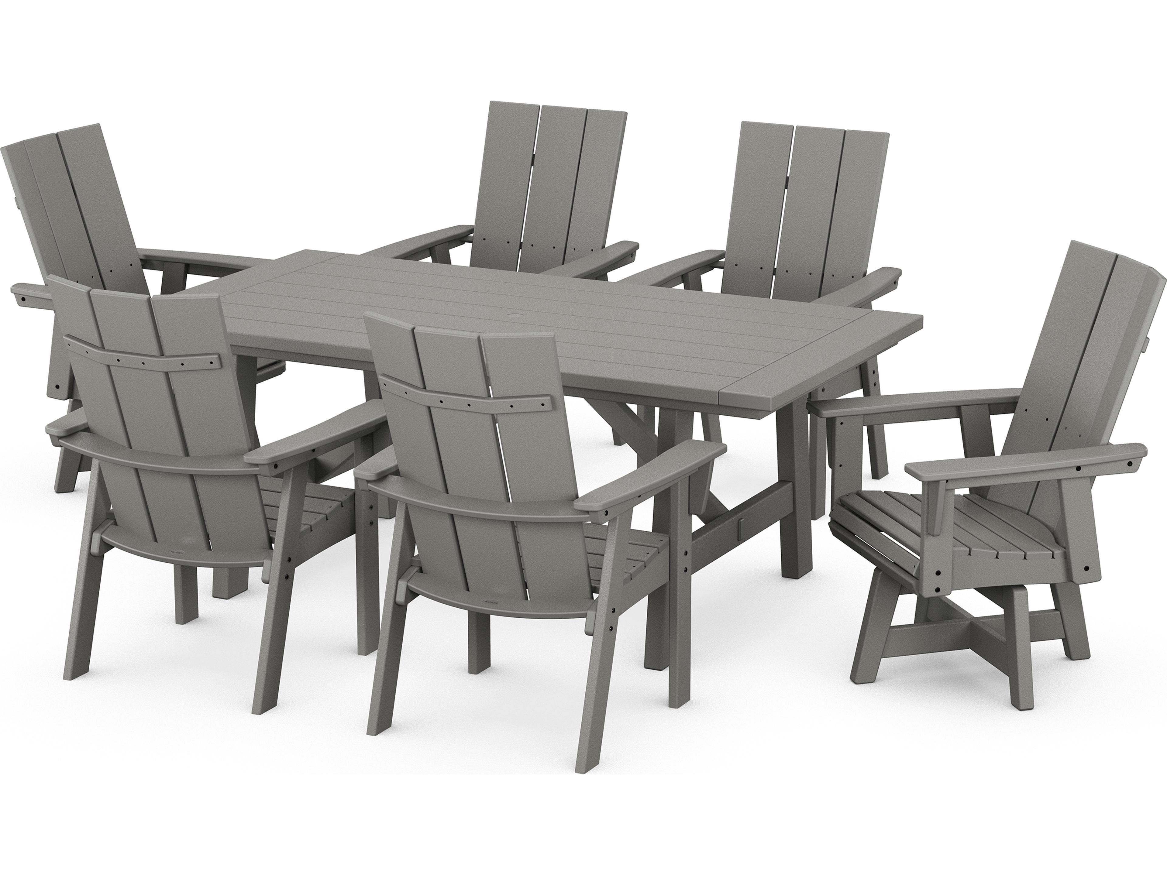 POLYWOOD® Modern Recycled Plastic Curveback 7 Piece Patio Dining Set
