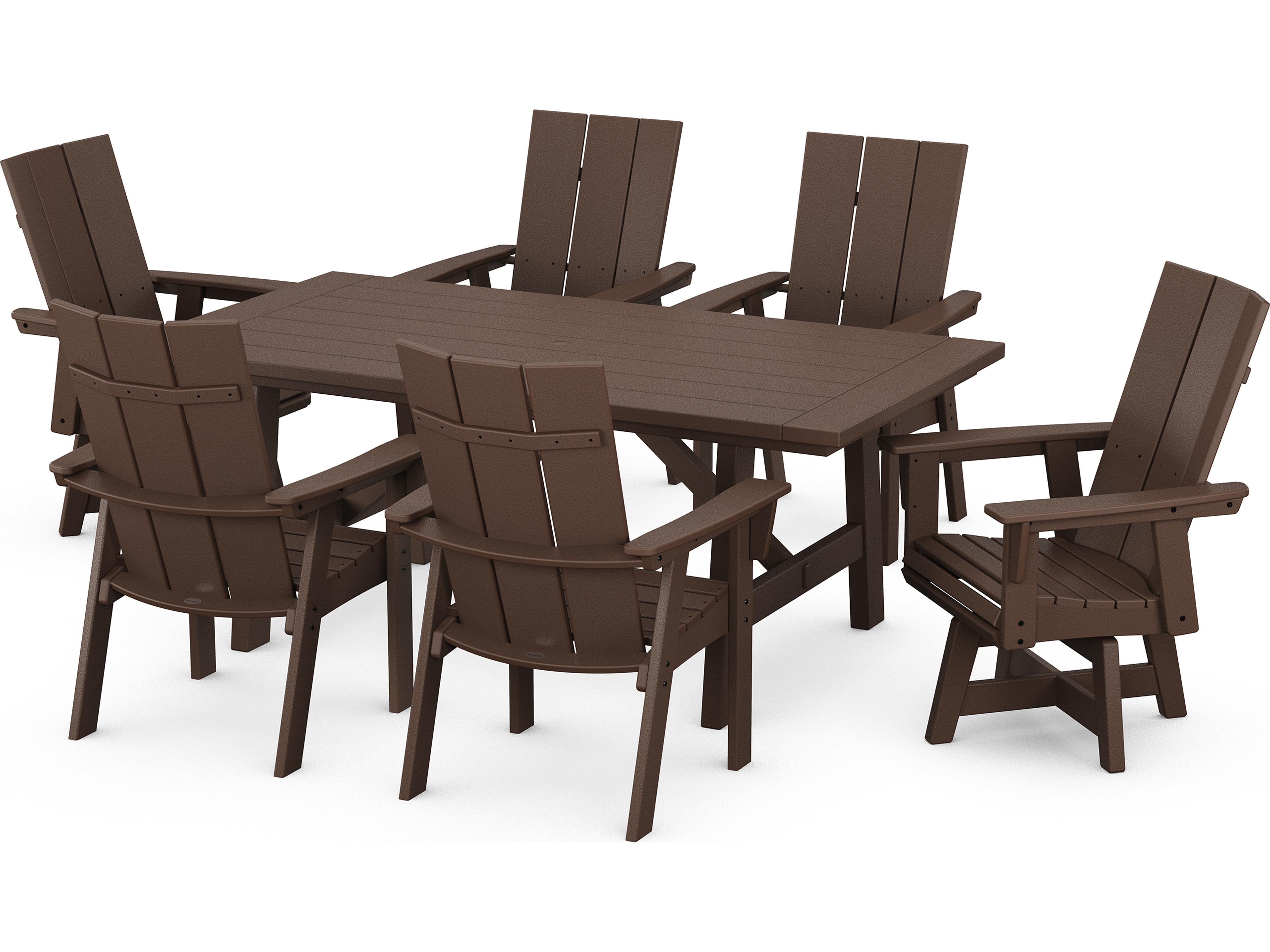 POLYWOOD® Modern Recycled Plastic Curveback 7 Piece Patio Dining Set
